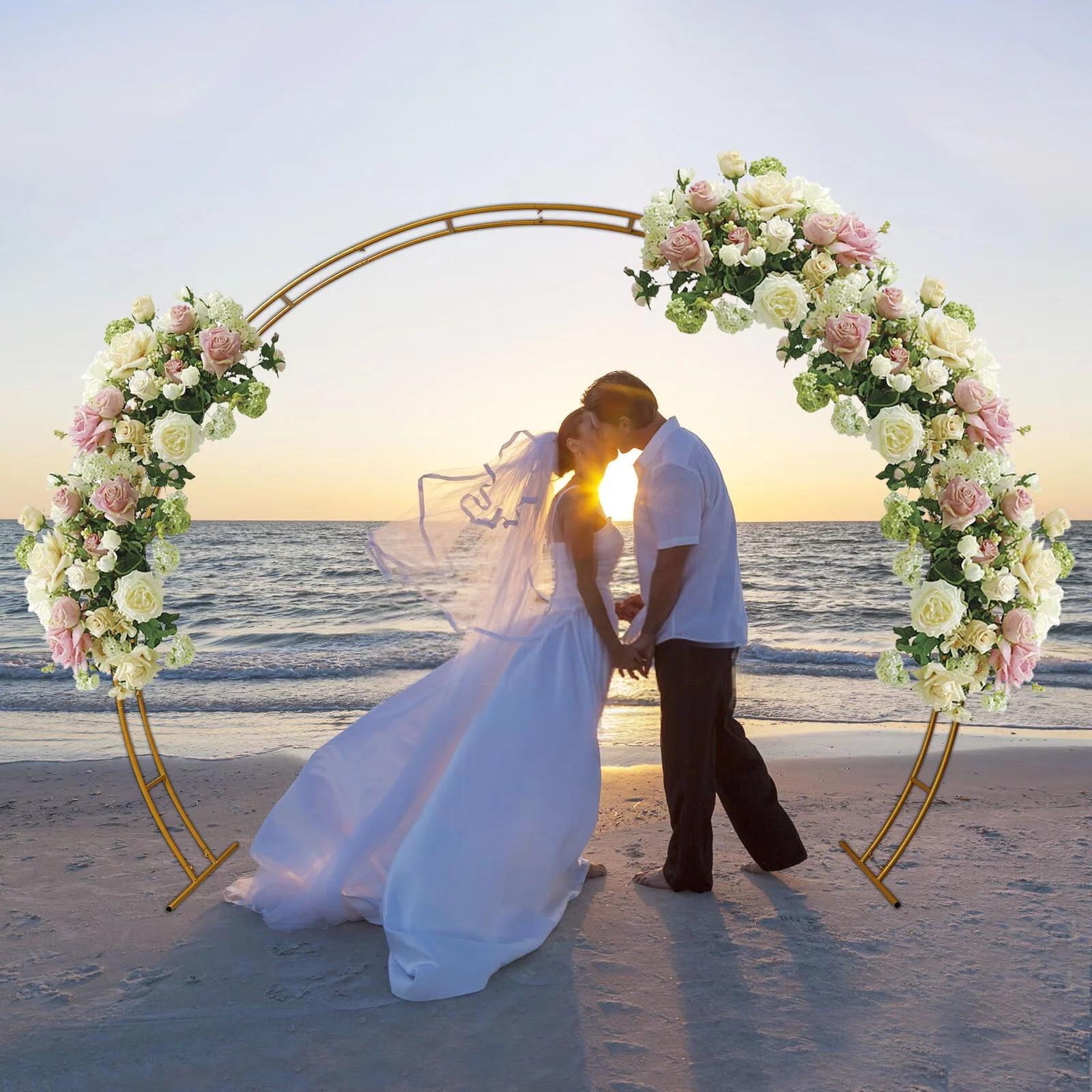 Wuzstar Wedding Arch Stand with Bases, Metal Easy Assembly Garden Arch for Weddings Party Event Decoration