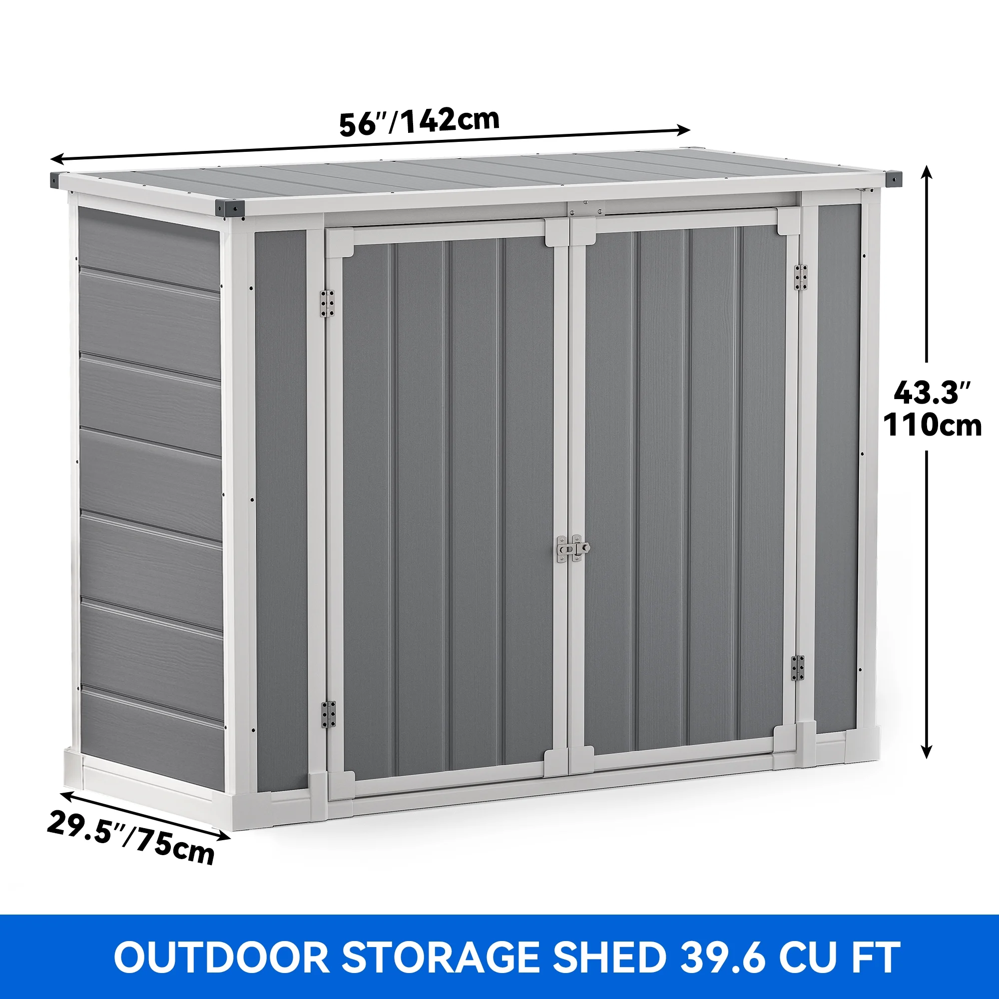 Dextrus 35Cu.ft Horizontal Resin Storage Shed Without Shelf, 4.7x2.5 FT All Weather Outdoor Storage Shed