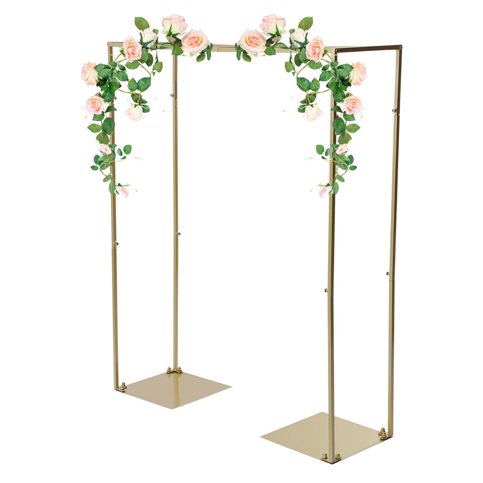 Aiqidi 77in x 52in Wedding Arch Stand Square Metal Wedding Garden Arch for Birthday Party, Wedding(Gold)