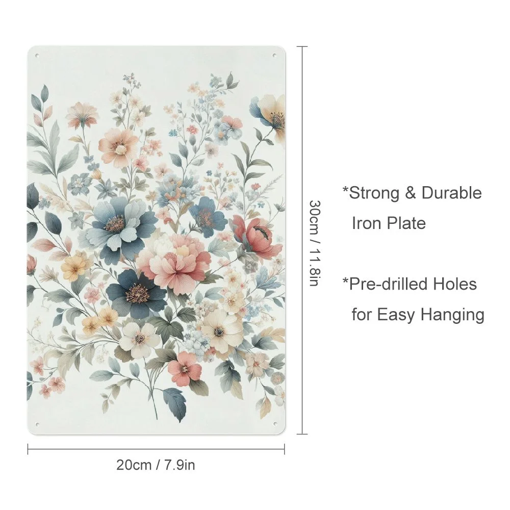 WERPE Watercolor Wildflowers Whimsical Watercolor Wildflowers Wall Decor 8*12in 8x12in