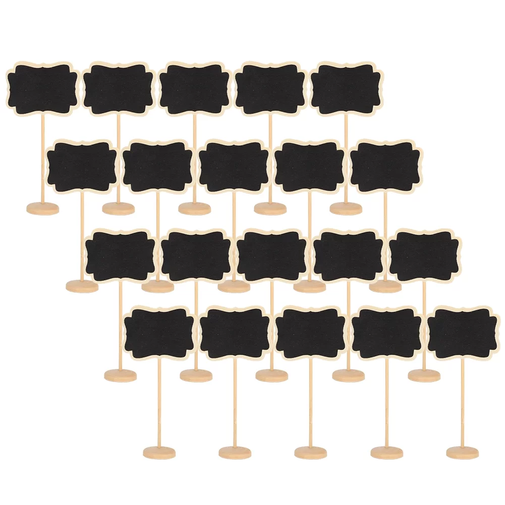 Dekaim 20pcs Wooden Blackboard Vertical Writing Notice Plant Decorative Signs Tags Garden Labels DIY Decoration