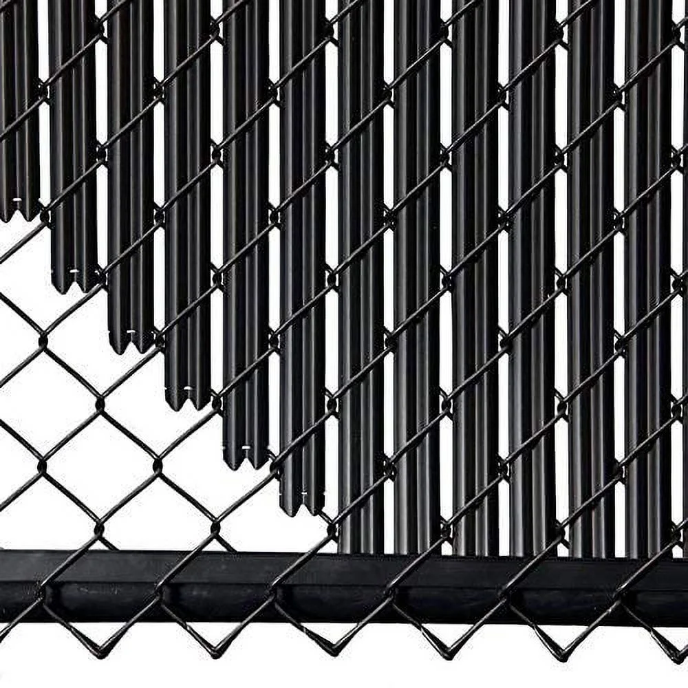 Ridged Slats Single Wall Bottom Locking Privacy Slat for 3', 4', 5', 6', 7' and 8' Chain Link Fence (4ft, Black)