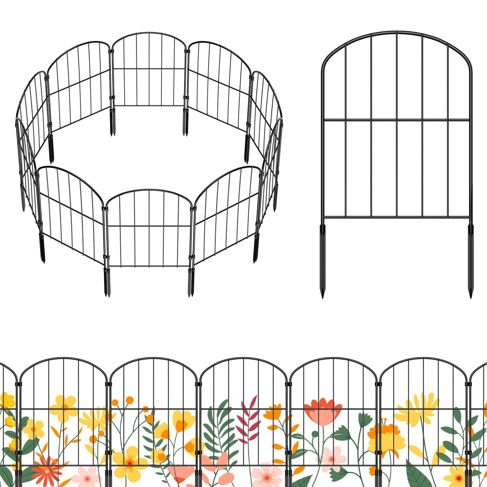 13 in (L) x 22 in (H) Outdoor Rustproof Wire Animal Fence, Arched (10 pcs)