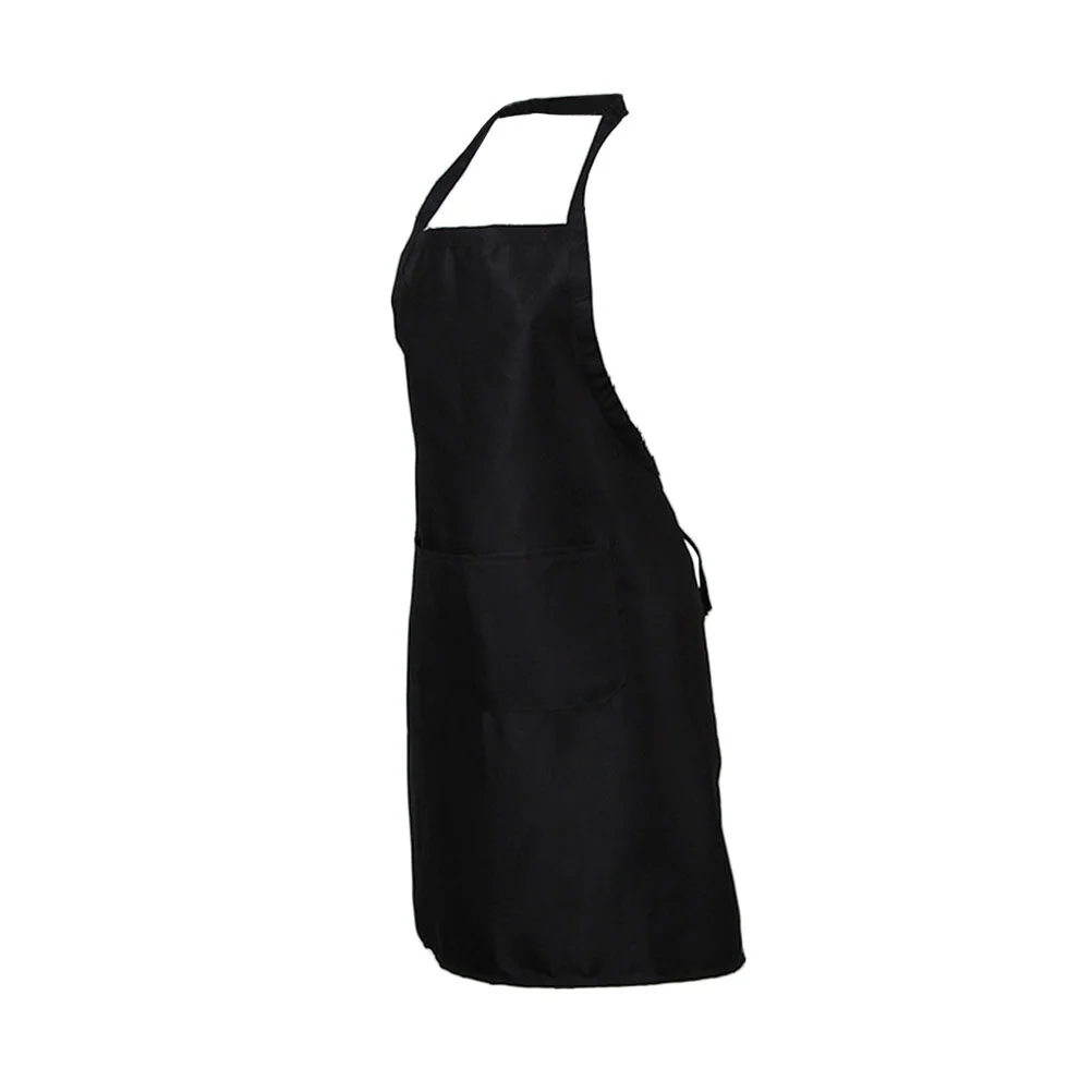 2 Pockets Bib Chef Apron Water Resistant Black Aprons Waterproof Bibs Gardening Work
