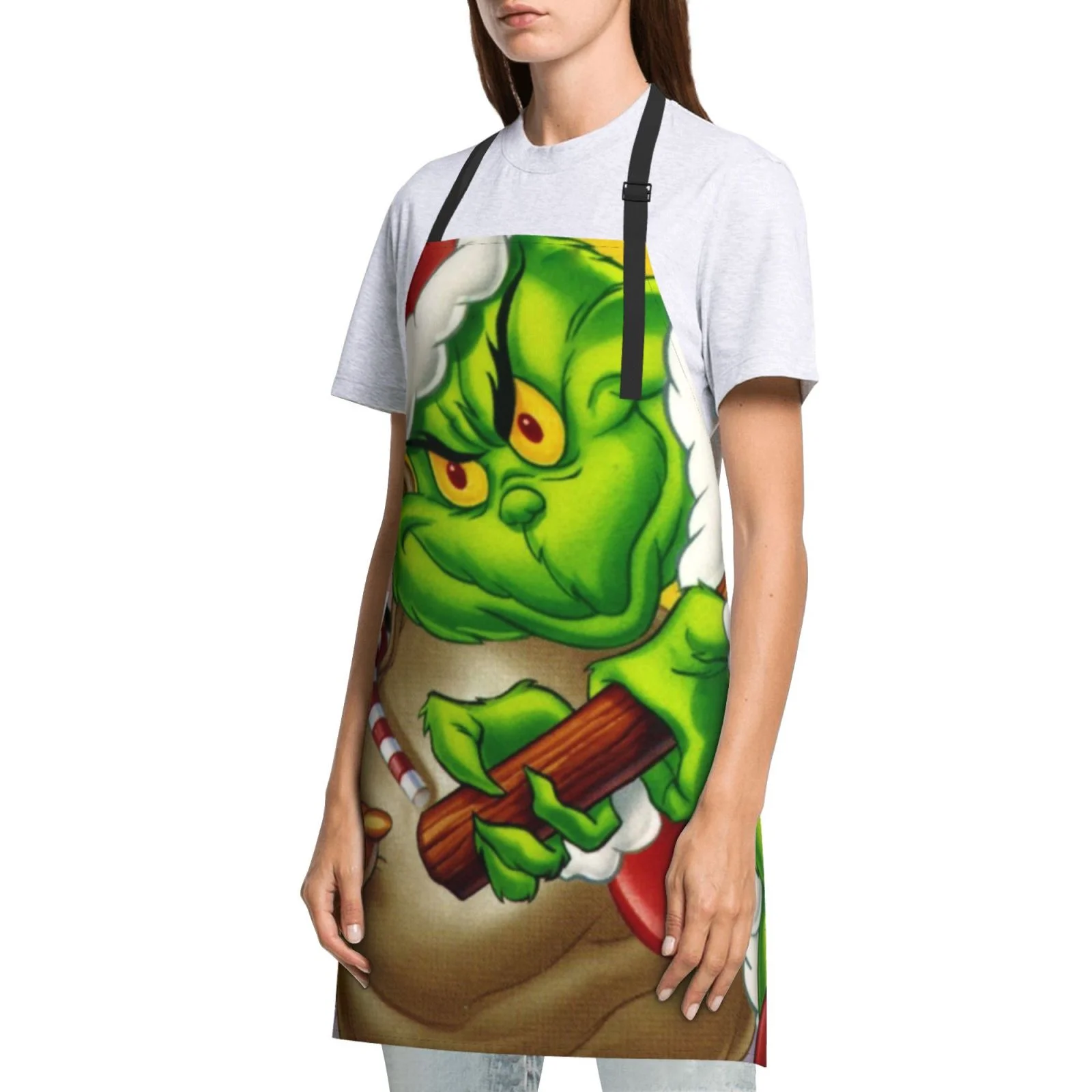 Cartoon Grinch Waterproof Apron Home Decor For Kitchen/Cooking/Gardening/Painting/BBQ/Baking/Chef/Craftsman