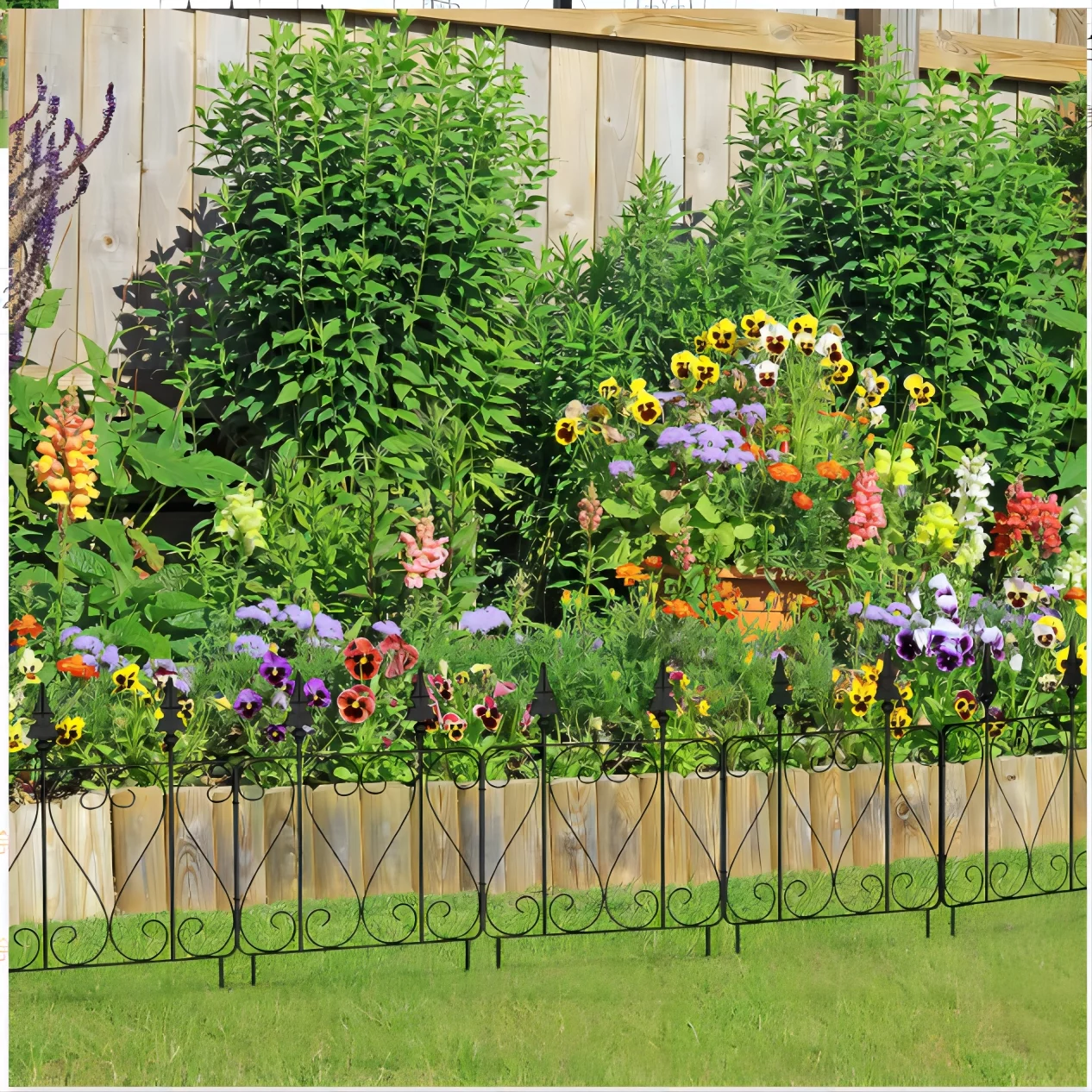 Garden Fence 7 Pack, 23.5in(H) x 15ft(L) No Dig Decorative Garden Fence