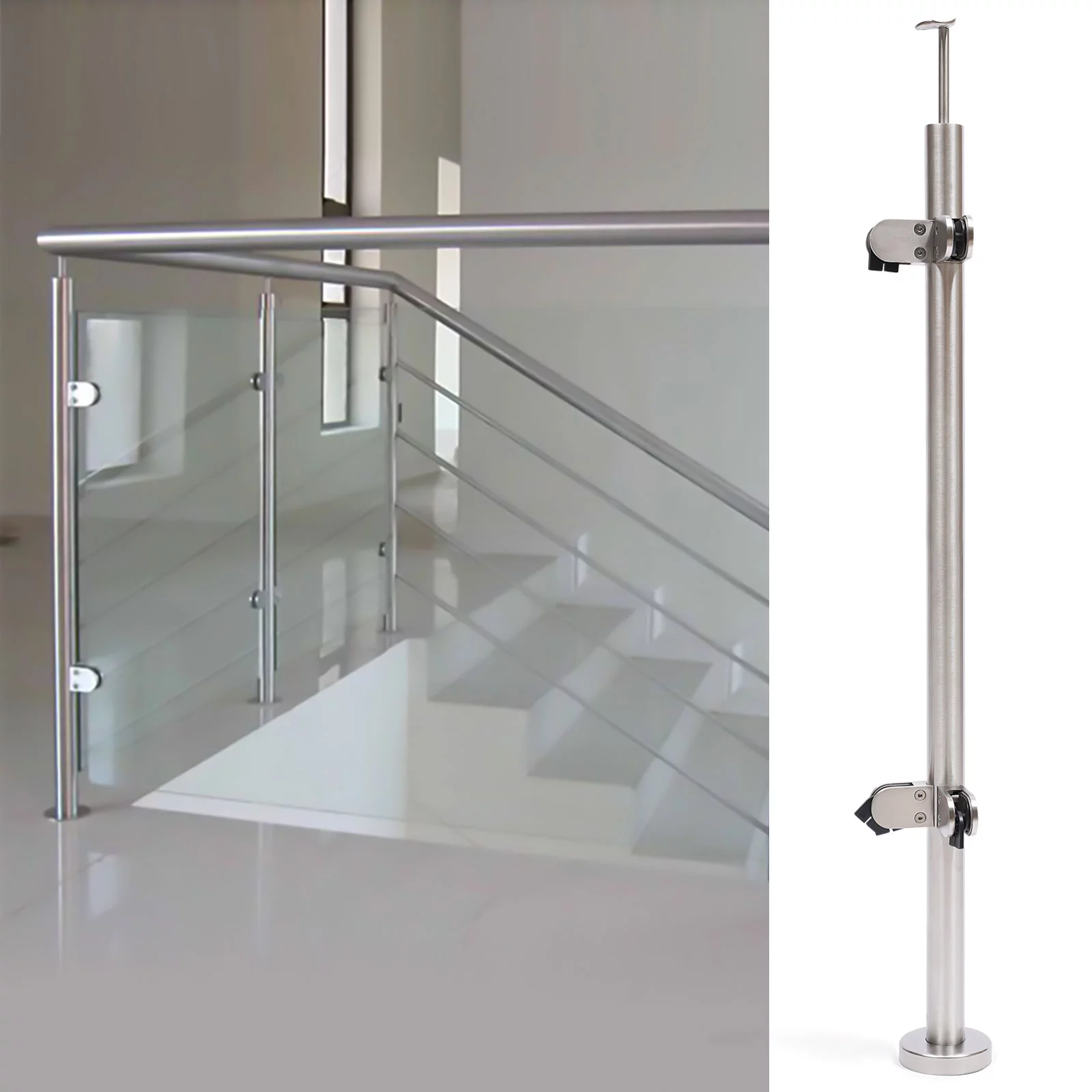 YIYIBYUS Railing Post Round Pipe Platform Column for Home Indoor Guardrails Swimming Pool Guardrails Silver