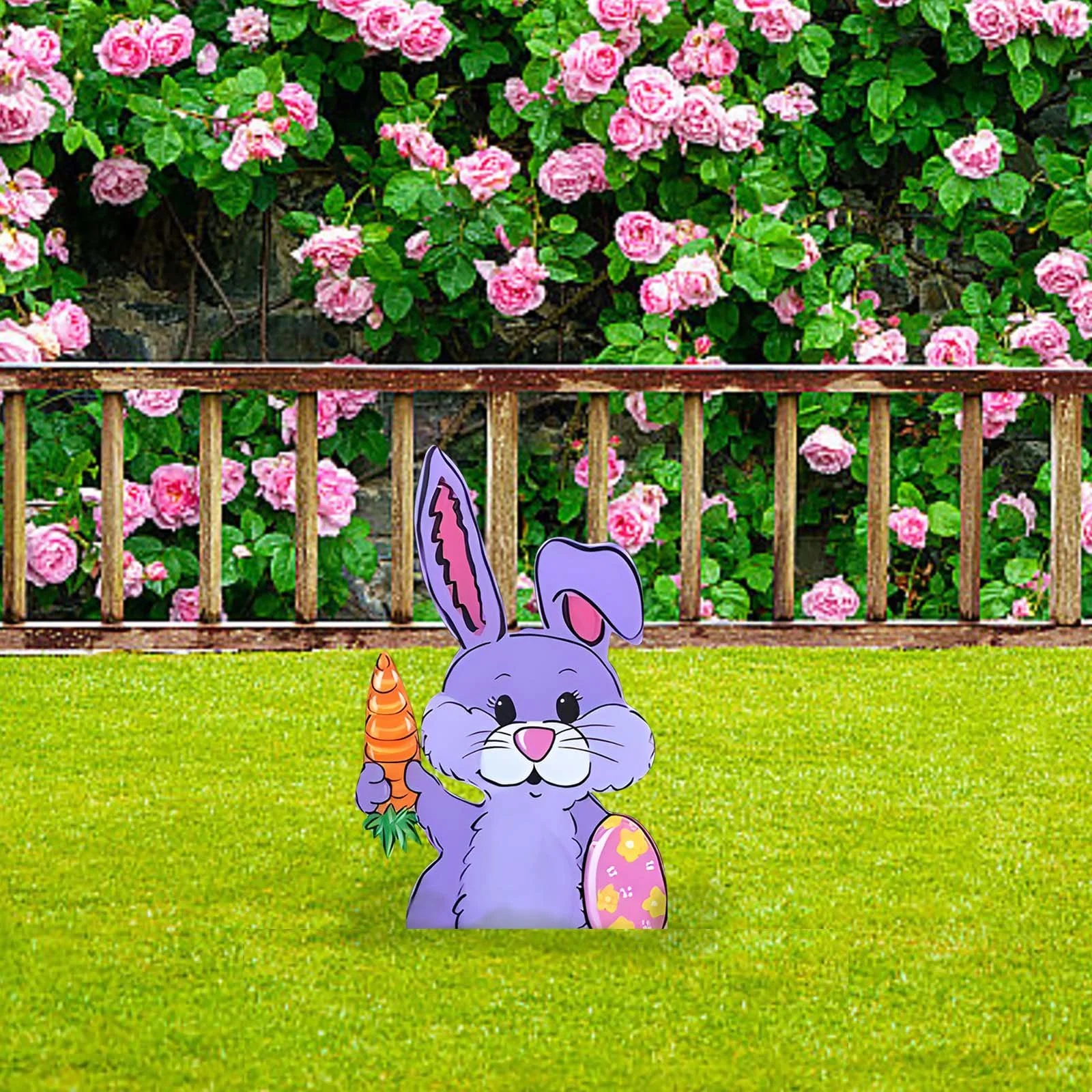YHAIOGS Easter Bunny Shaped Yard Sign: Get into Spring Yard Decorating with This Cute Resurrection Theme
