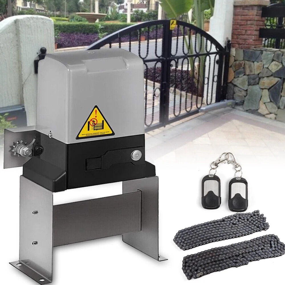 Miumaeov 3300LBS Electric Rolling Driveway Sliding Gate Opener Automatic Motor Remote Kit Heavy Duty Chain