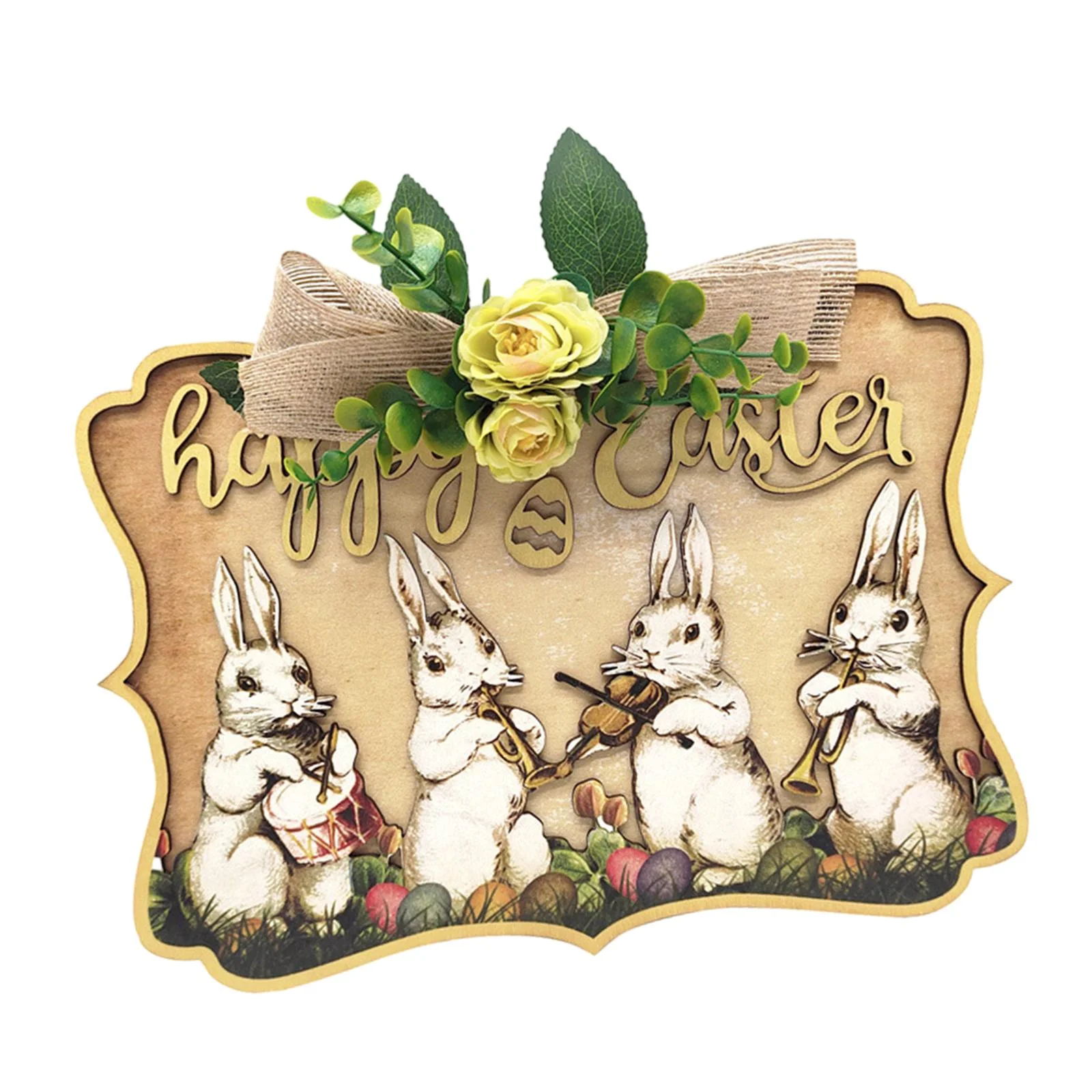 deevoka Easter Bunny Door Sign Easter Decor Easter Rabbit Sign with Sign Plaque A