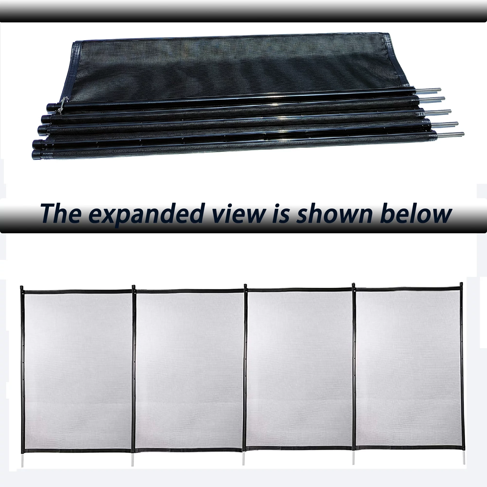 4x12 Ft Outdoor Pool Fence With Section Kit,Removable Mesh Barrier,For Inground Pools,Garden And Patio - Black