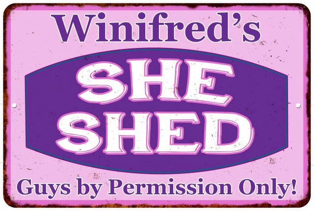 Winifred's Purple & Pink SHE SHED Vintage Sign 8x12 Wall Decor 108120040477