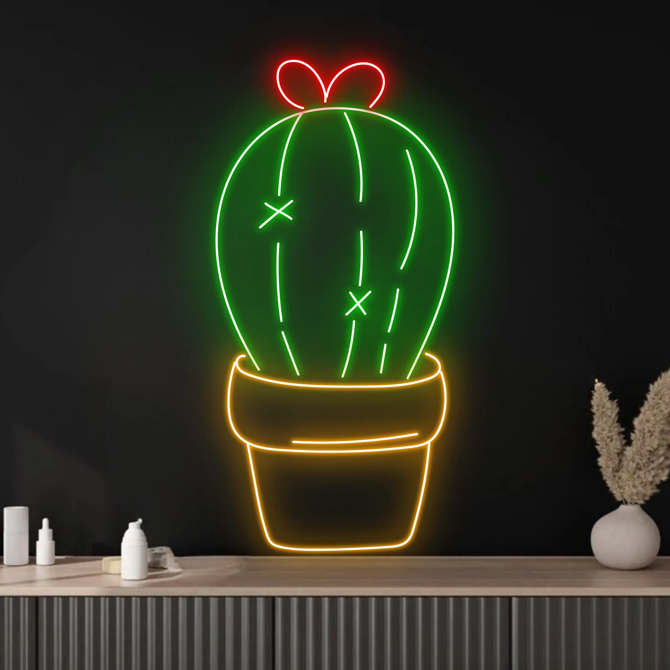 Glowneon Cactus Planter Neon Signs, Plan Flower Shop Wall LED Decor