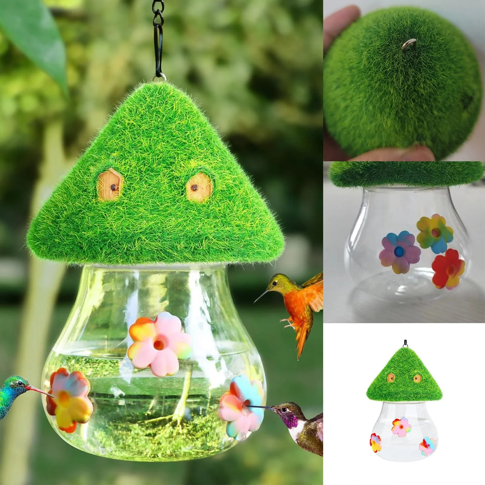 Hummingbird Water Feeder Outdoor Hanging Tie Dye Flower Bird Feeding Bottle Anti Chicken Feeder Port