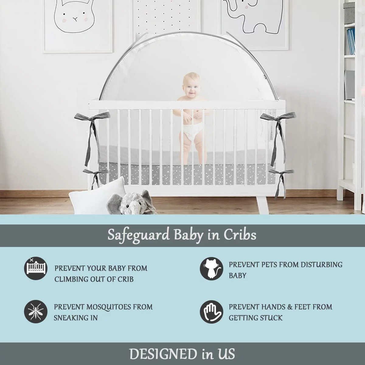 Crib Pop Up Tent, Crib Tent ,Baby Mesh Cover Net,Crib Tent to Keep Baby from Climbing Out
