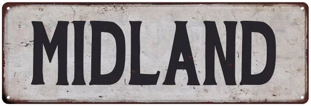 MIDLAND Vintage Look Rustic Metal City State Sign 6 x 18 Matte Finish Metal 106180041128