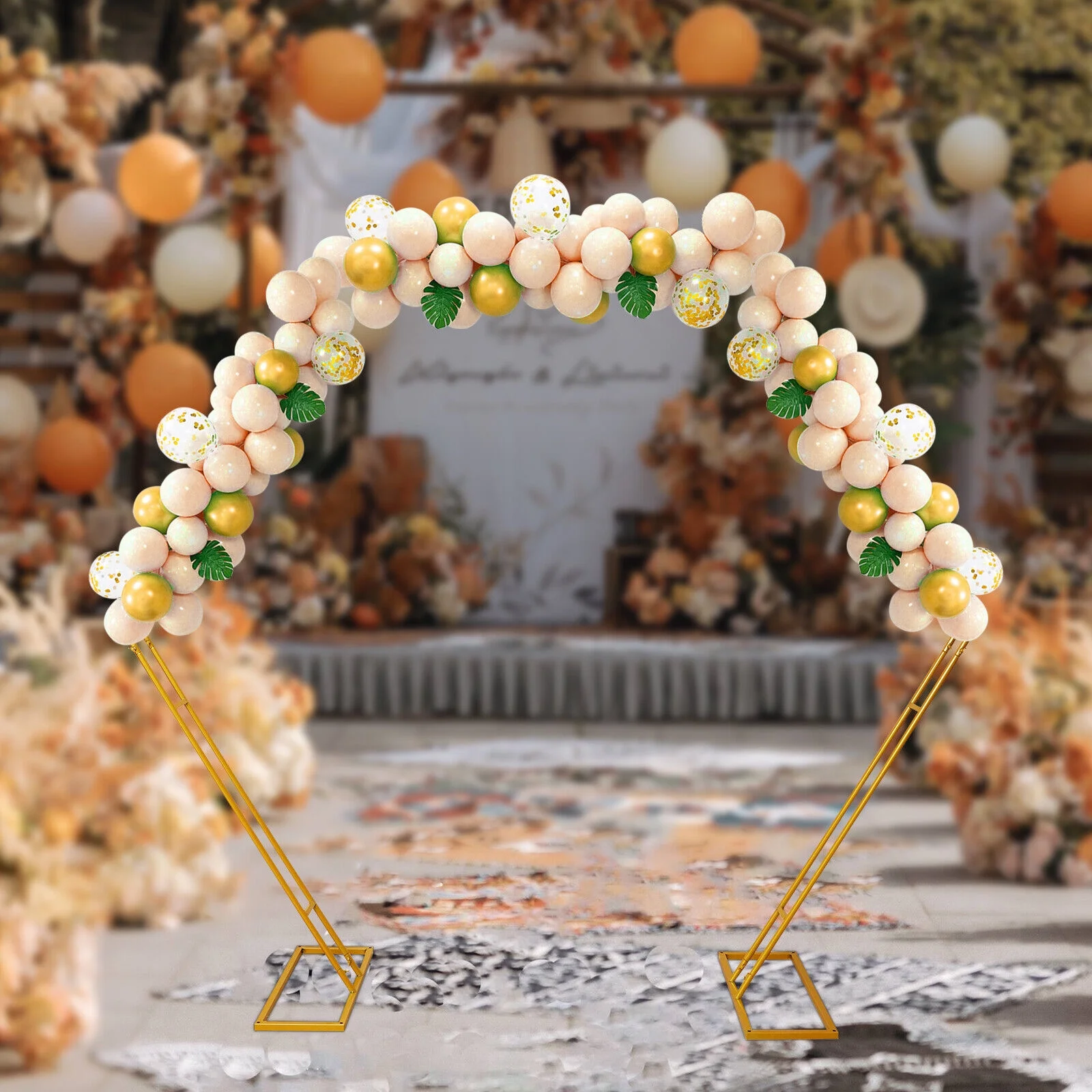 Metal Hexagon Wedding Arch Frame Backdrop Stand Garden Arbor Party Decoration