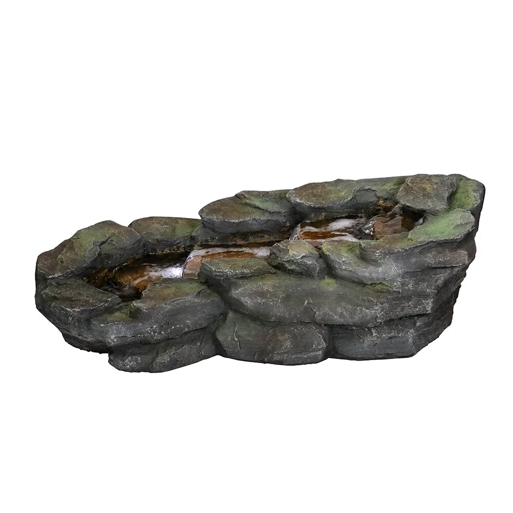 4 Tier Waterfall Fountain Rockery Water Fountain Pump Outdoor Garden - 29'' - N/A