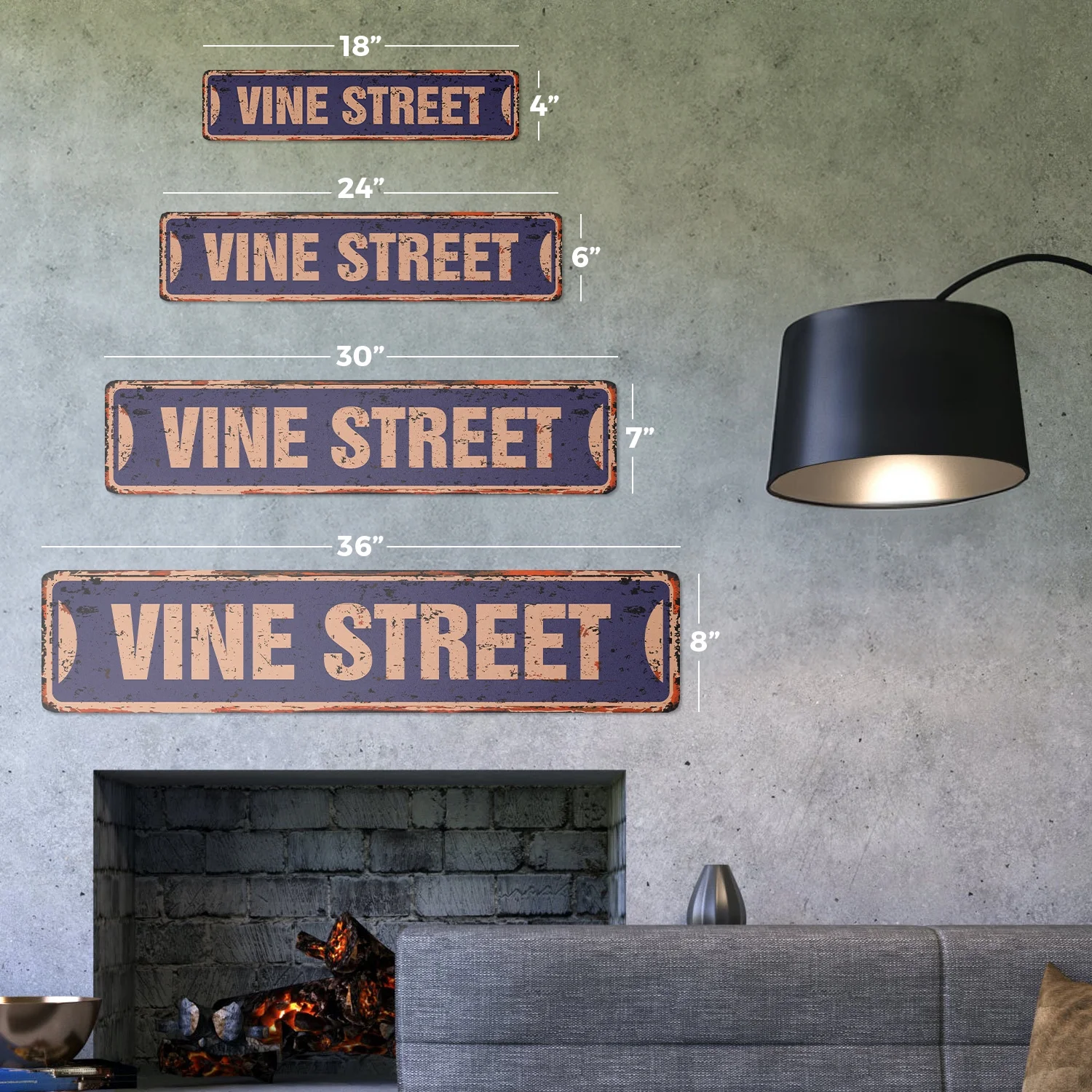 VINE Vintage Aluminum Street Sign hollywood california london LA Los rustic metal tin | Indoor/Outdoor | 18