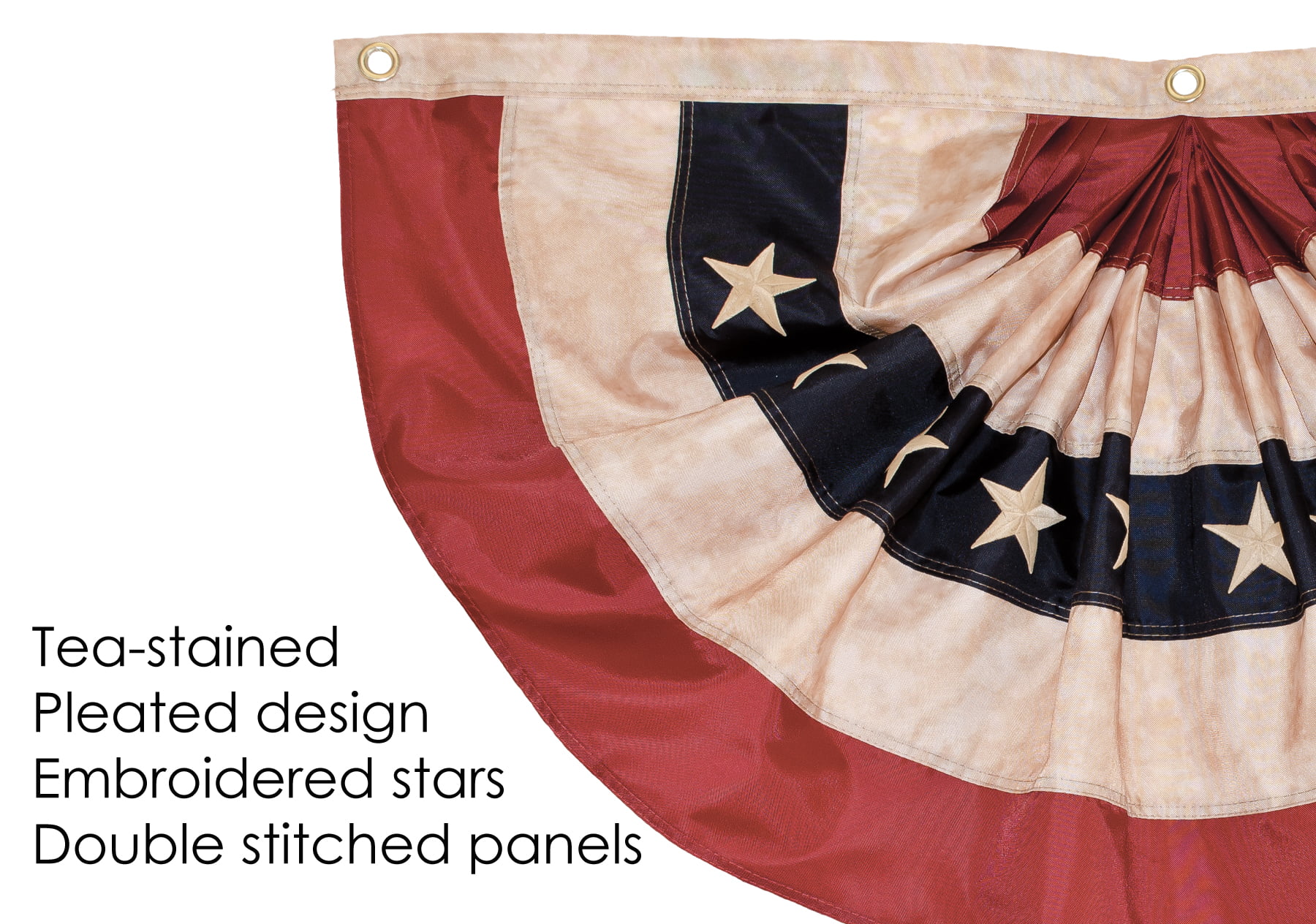 In the Breeze 3678 — Stars and Stripes Pleated Fan Bunting, Antiqued/Tea-Stained, 2' x 4'