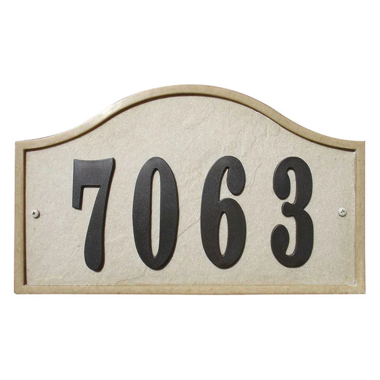 Qualarc RIG-4913 Ridgestone Serpentine Arch Crushed Stone Address Plaque , Sandstone