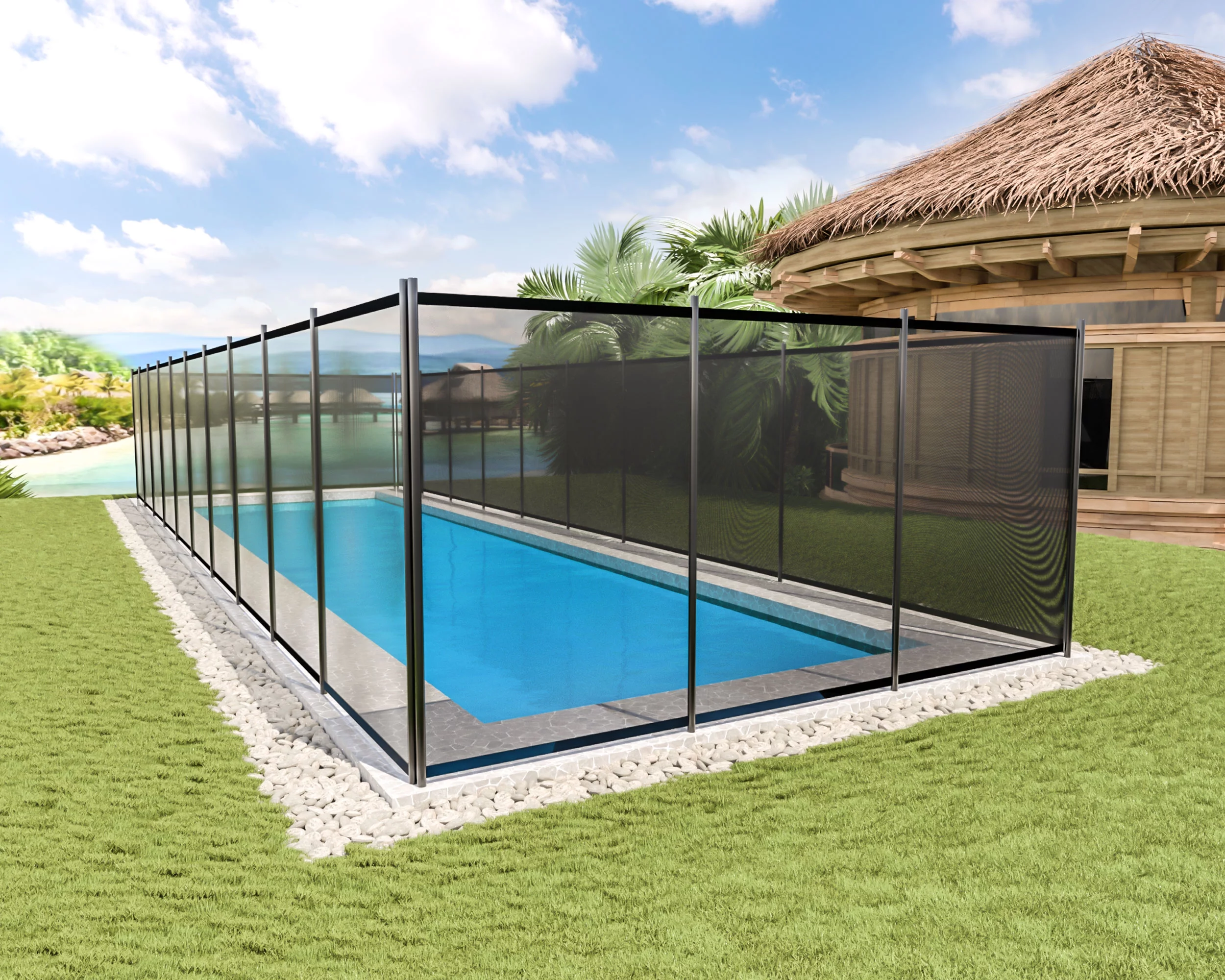 BENTISM Swimming Pool Security Fence Removable Pool Fence 4 x 12 ft for In-Ground