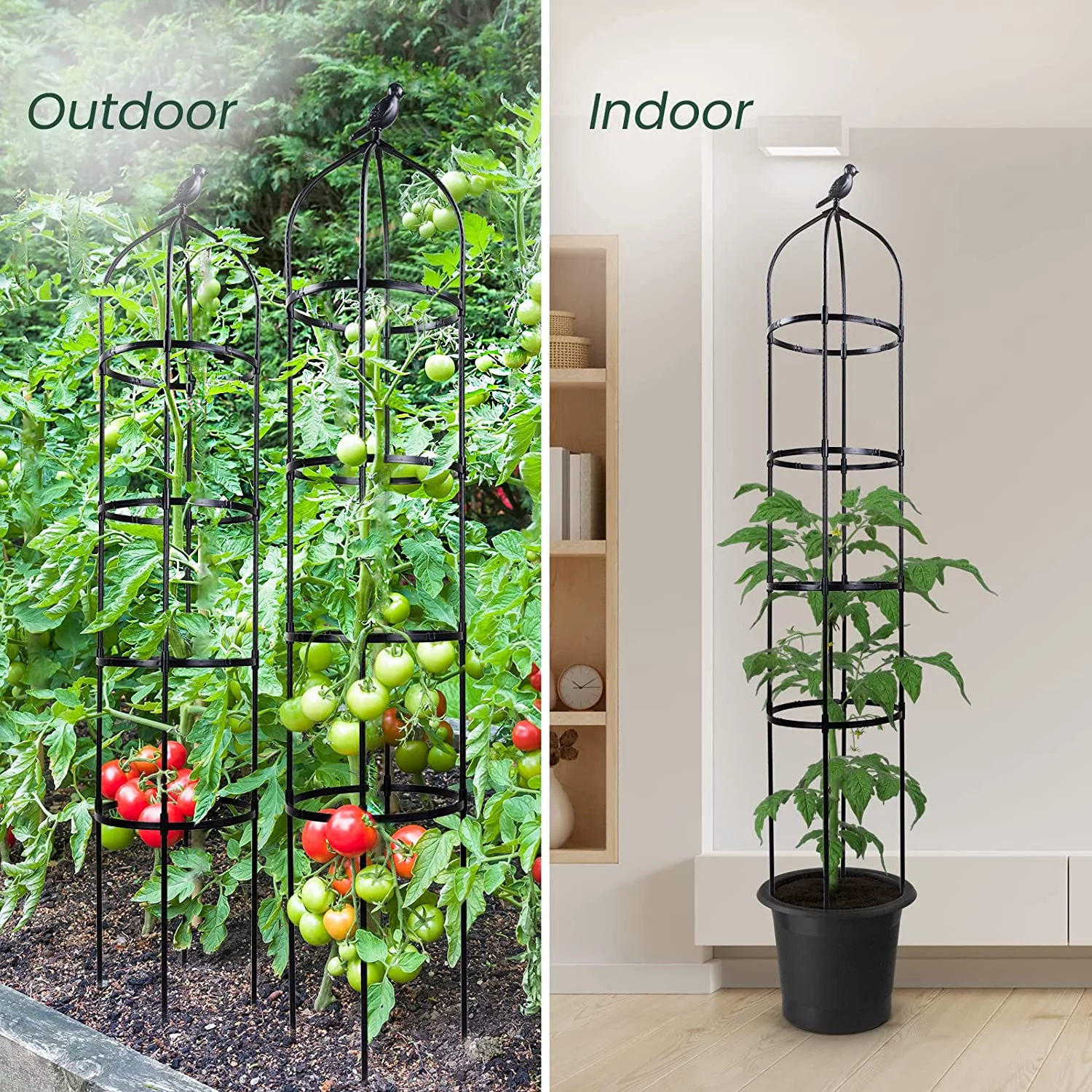 Idzo 60 in. Decorative Metal Trellis for Climbing Plants Outdoor, Heavy-Duty Steel Garden Trellis with D