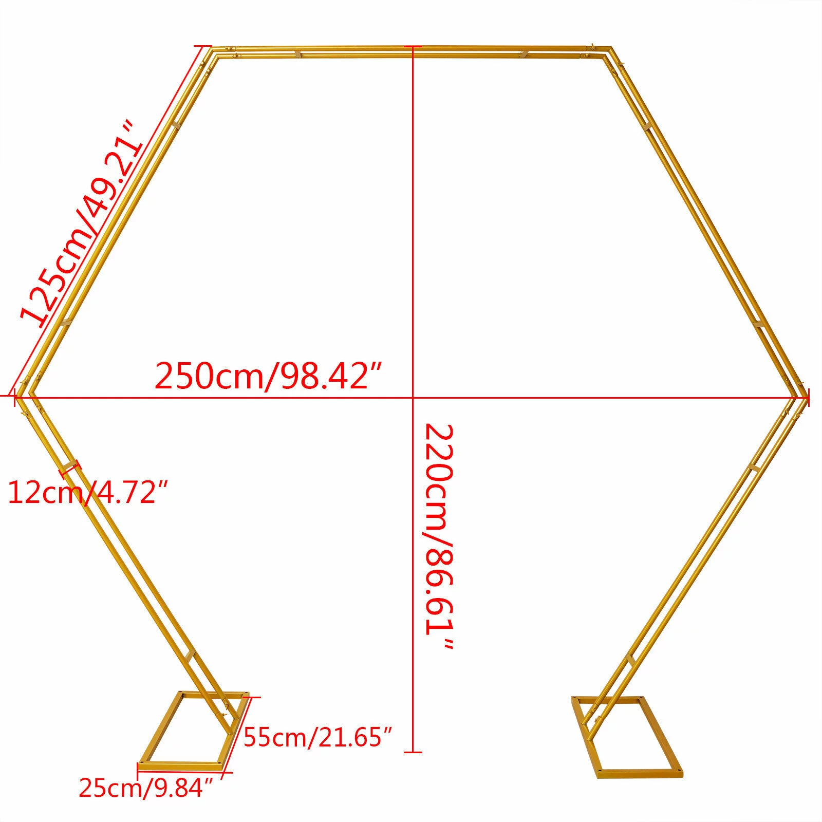 Miumaeov 8ft Gold Hexagon Metal Arbors Photo Booth Decor Wreath Backdrop Stand