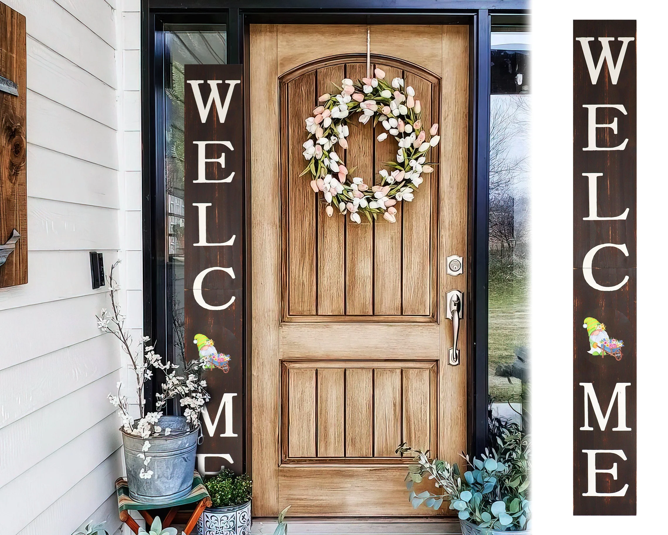 72in Spring Gnome Welcome Sign - Front Porch Outdoor Decor, Entryway Folding Sign, Yard Sign, Housewarming Gift