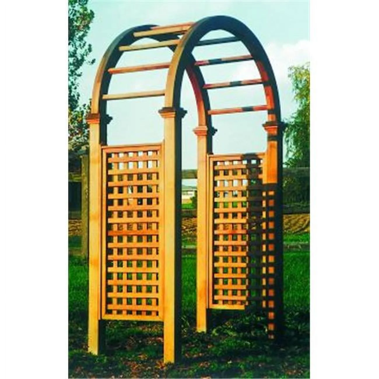 New England Woodworks Classic Arbor - Natural Wood 42in. Opening with Four 8 Posts