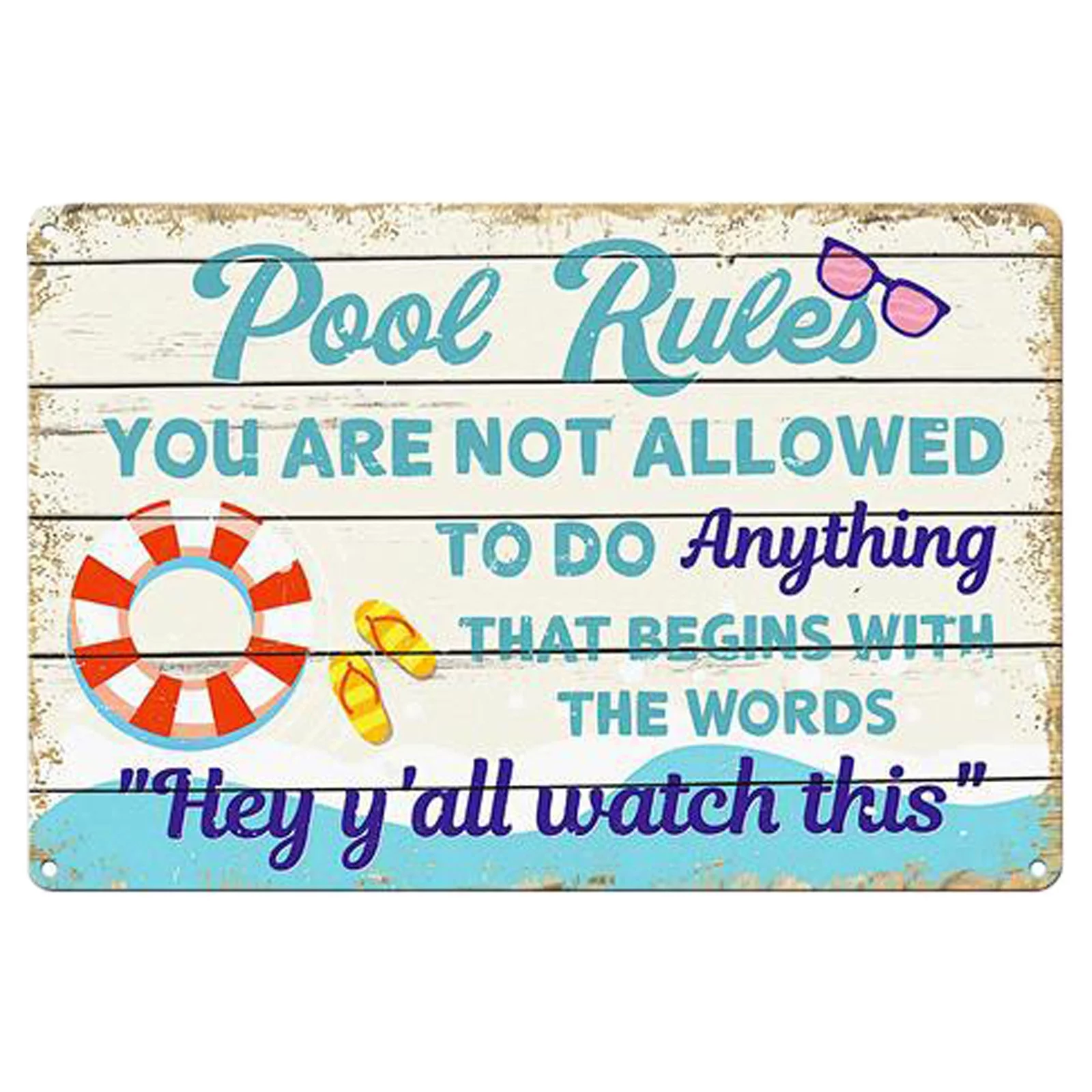 Outdoor Christmas Swimming Pool Metal Sign Decor Pool Gifts For Pool Summer Garden Outdoor Decorations