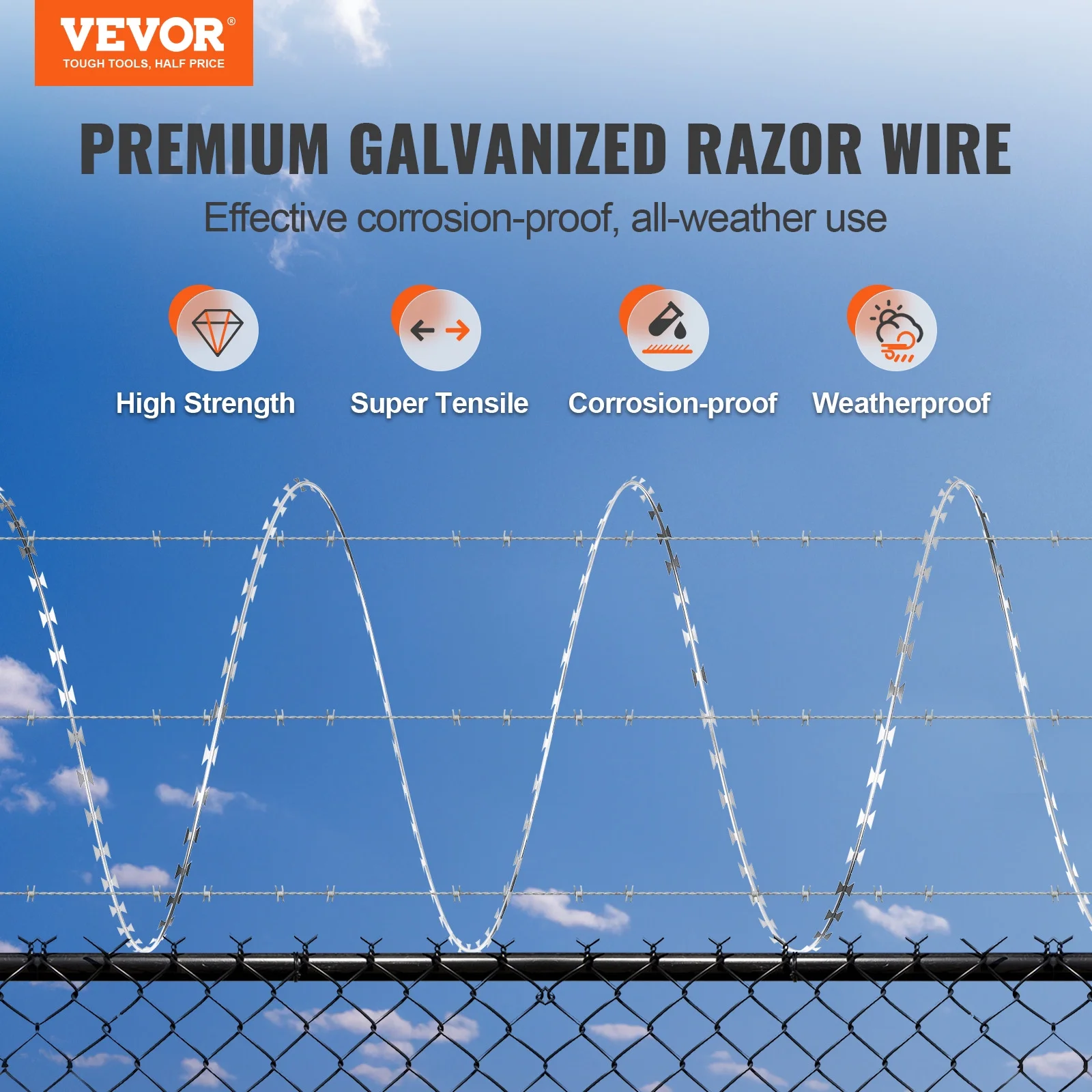 SKYSHALO Razor Wires Razor Barbed Wire 98 ft 2 Rolls Razor Wire Fencing Razor Fence