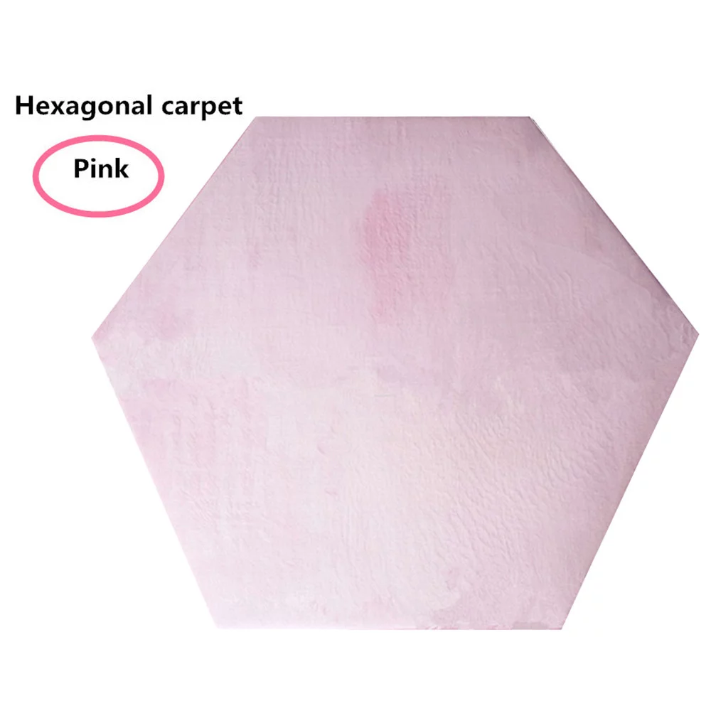 NLLSHGJ Rug Pad Mat for Kids Playhouse Play Tent Soft Coral Pink Hexagon Carpet