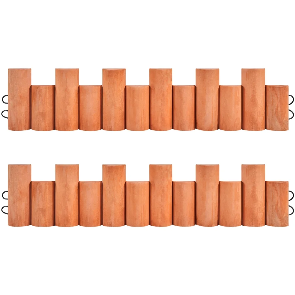 Topeakmart Set of 2 Outdoor Wooden Short Fence for Decorative Garden, Brown