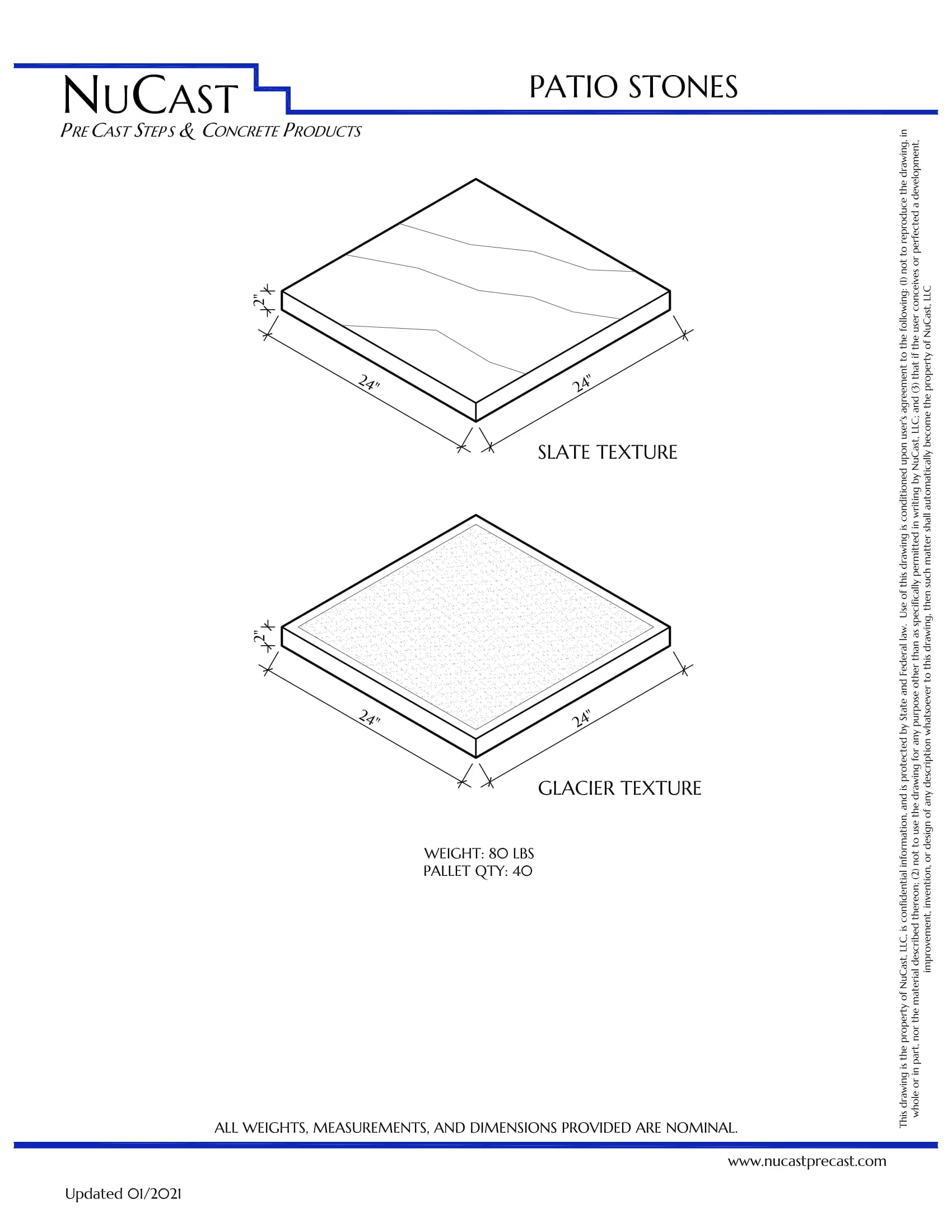 NuCast Precast Concrete Patio Stone - Slate (soft-wave) Texture - 2