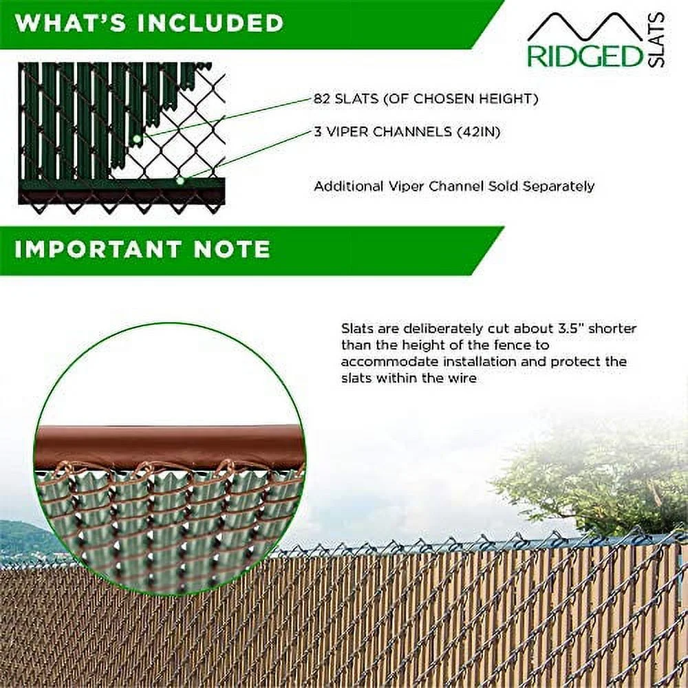 Ridged Slats Single Wall Bottom Locking Privacy Slat for 3', 4', 5', 6', 7' and 8' Chain Link Fence (4ft, Black)