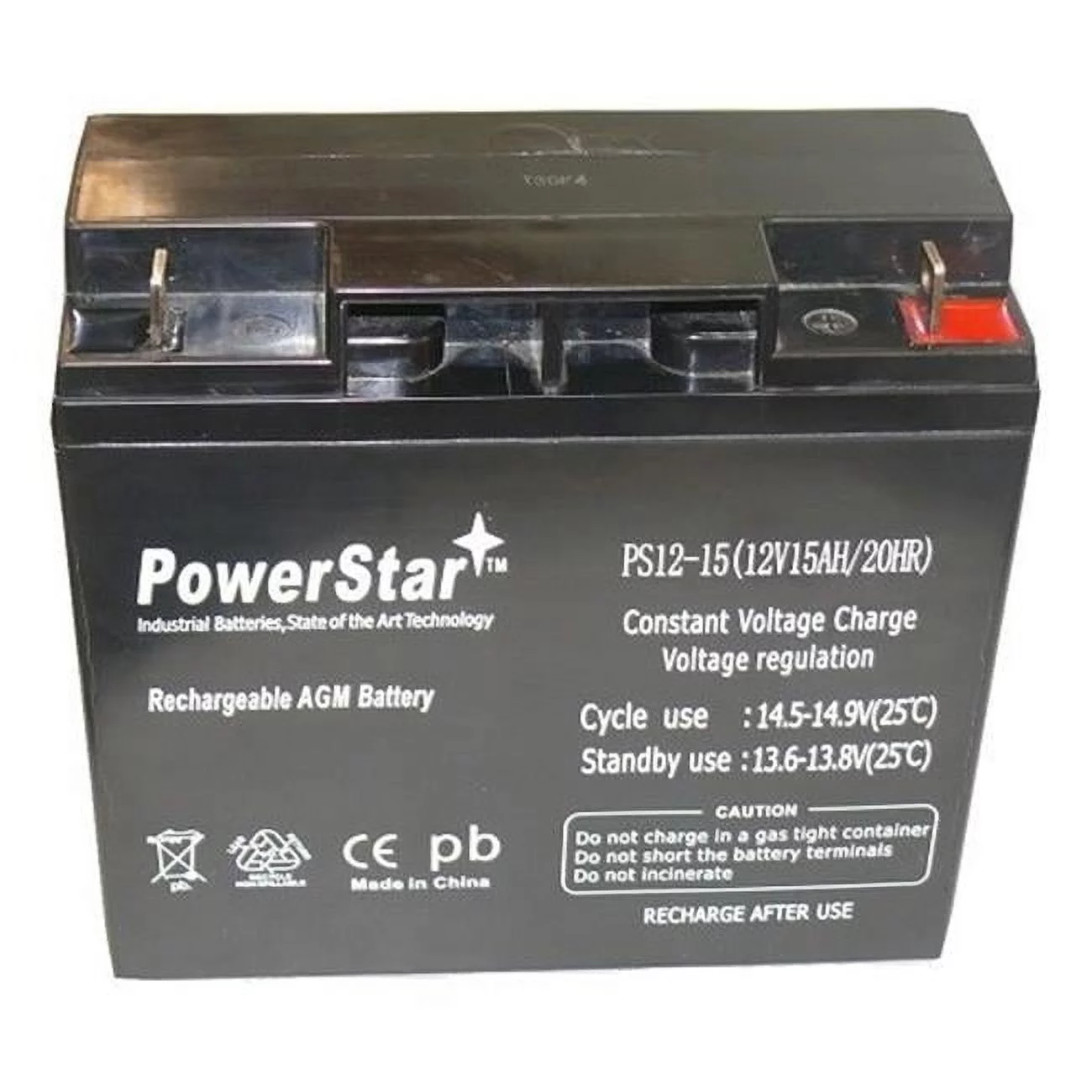 PowerStar PS12-15T-006 12V 15Ah SLA Battery for DR Power Field Mower 10483 104837