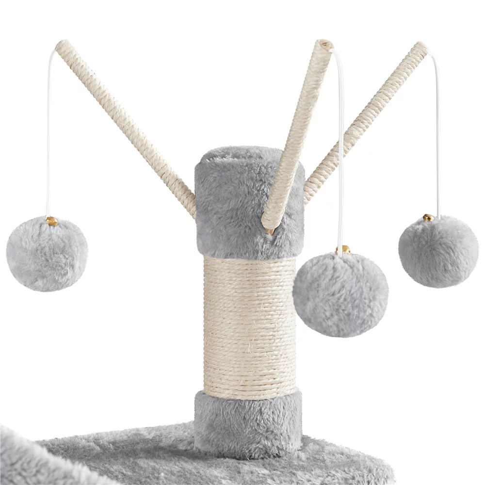 Yaheetech 67'' H Multi-Level Cat Tree Cat Tower with Condos, Light Gray