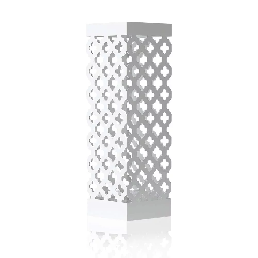 NEX Indoor Umbrella Stand Rack Metal Umbrella Holder with Tray and Hook, Square, White (NX-DB030-9)