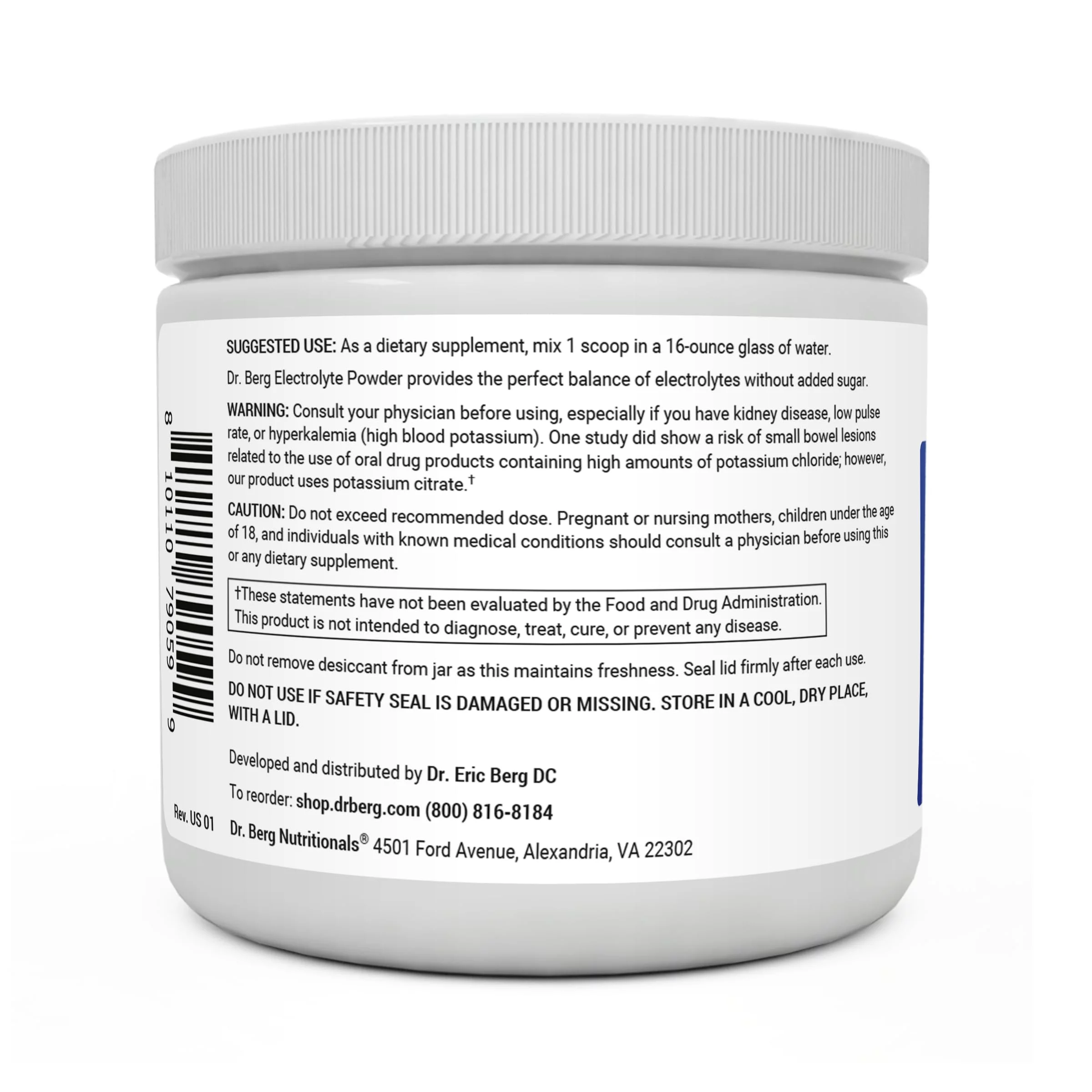 Dr. Berg Electrolyte Powder, Tangerine Flavor Hydration Powder - 50 Servings