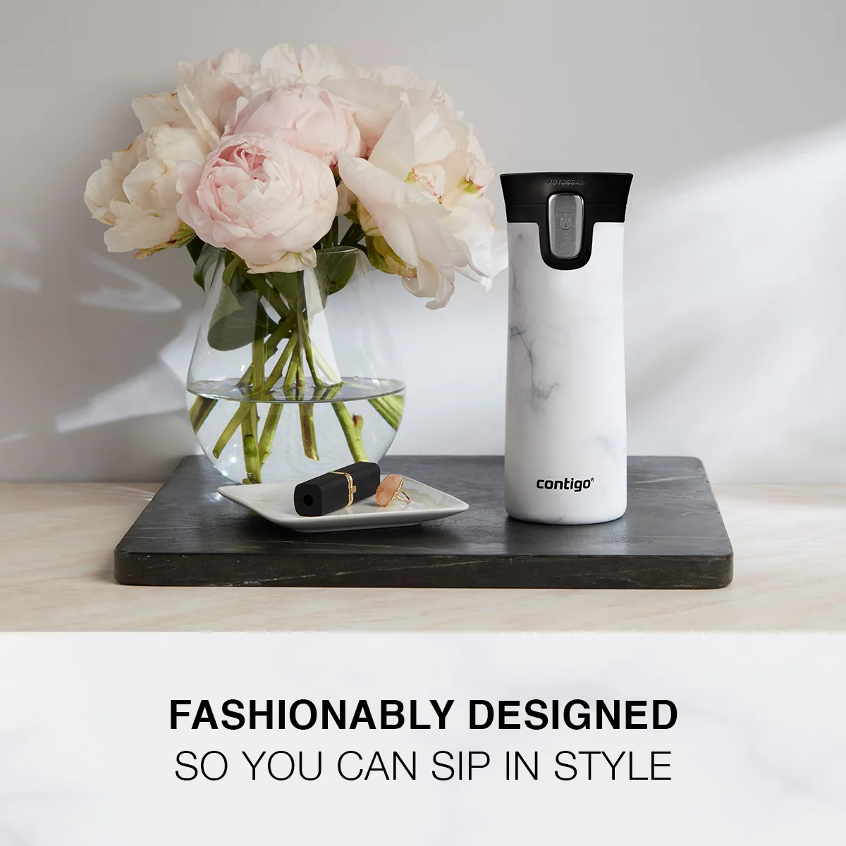 Contigo Couture Pinnacle Stainless Steel Travel Mug with AUTOSEAL Lid Black Shell, 14 fl oz.