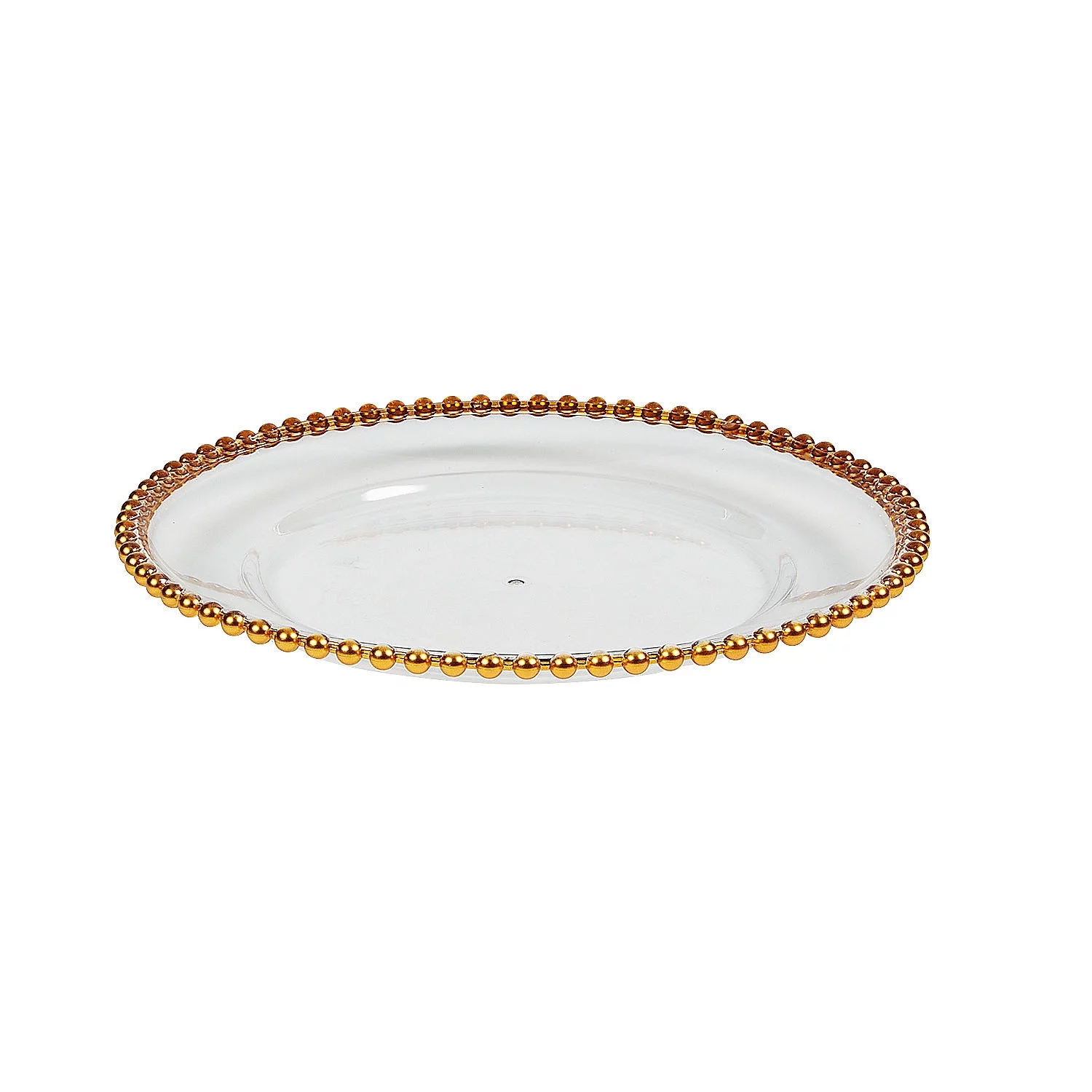 Clear Chargers with Gold Beaded Trim, Party Supplies, Wedding, 6 Pieces