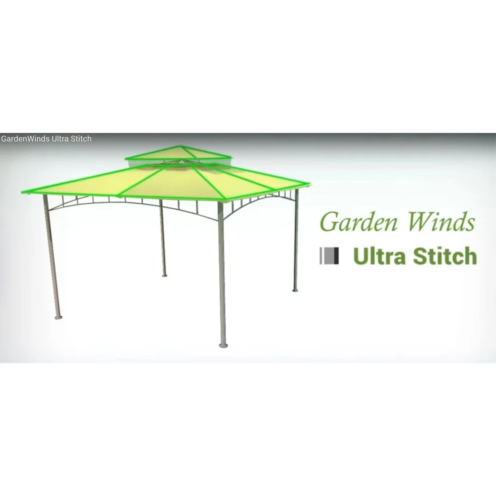 Garden Winds Signature Series 10 x 10 Two-Tiered Replacement Gazebo Canopy Top Cover- Americana