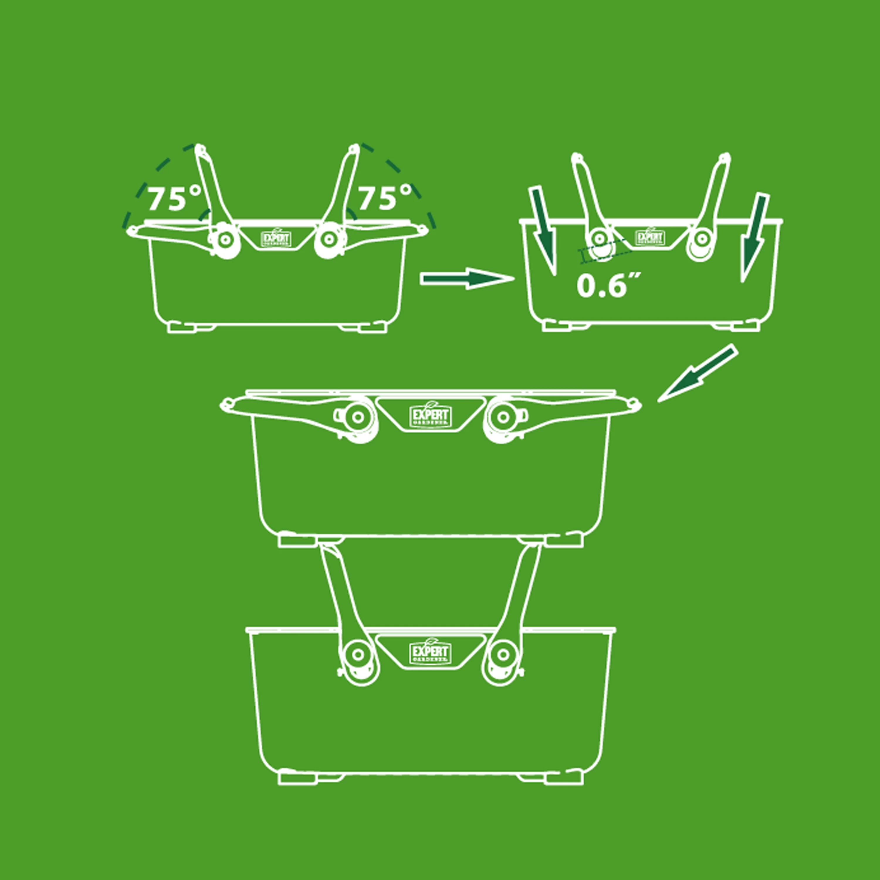 Expert Gardener Gardening Basket with Collapsible Handles, Polypropylene, Gray