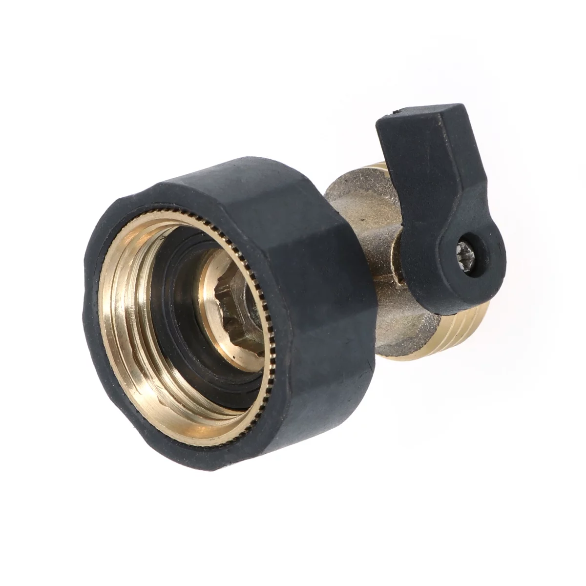 Gongxipen Heavy Duty Brass Garden Hose Connector with Shut Off Single Brass Water Hose Parts 3/4 Inlet Thread with Comfort Grip to Control Water Flow with US Plug