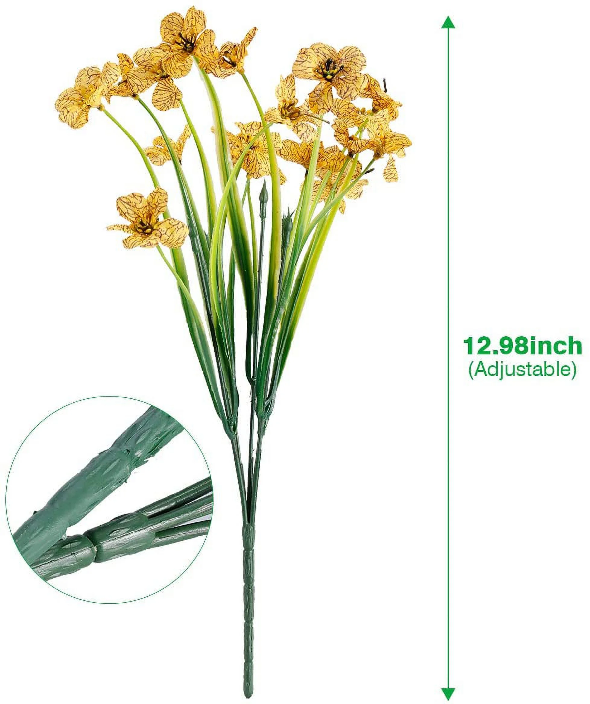 12 Bundles Artificial Flowers for Outdoors Fake Silk Flowers Faux Plants UV Resistant for Hanging Planters Window Box Front Porch Indoor Outside Spring Summer Decorations (Yellow)