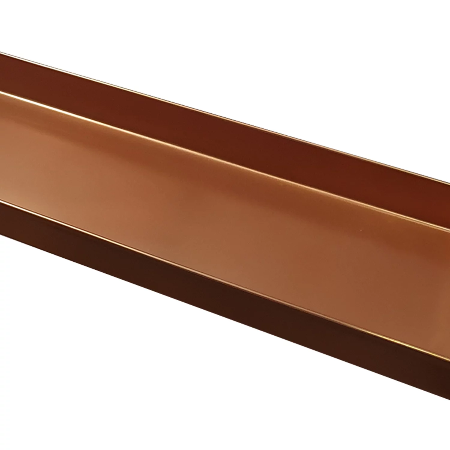 Benjara 29 Inch Rectangular Metal Window sill Plant Tray with Trim Edges, Large, Copper