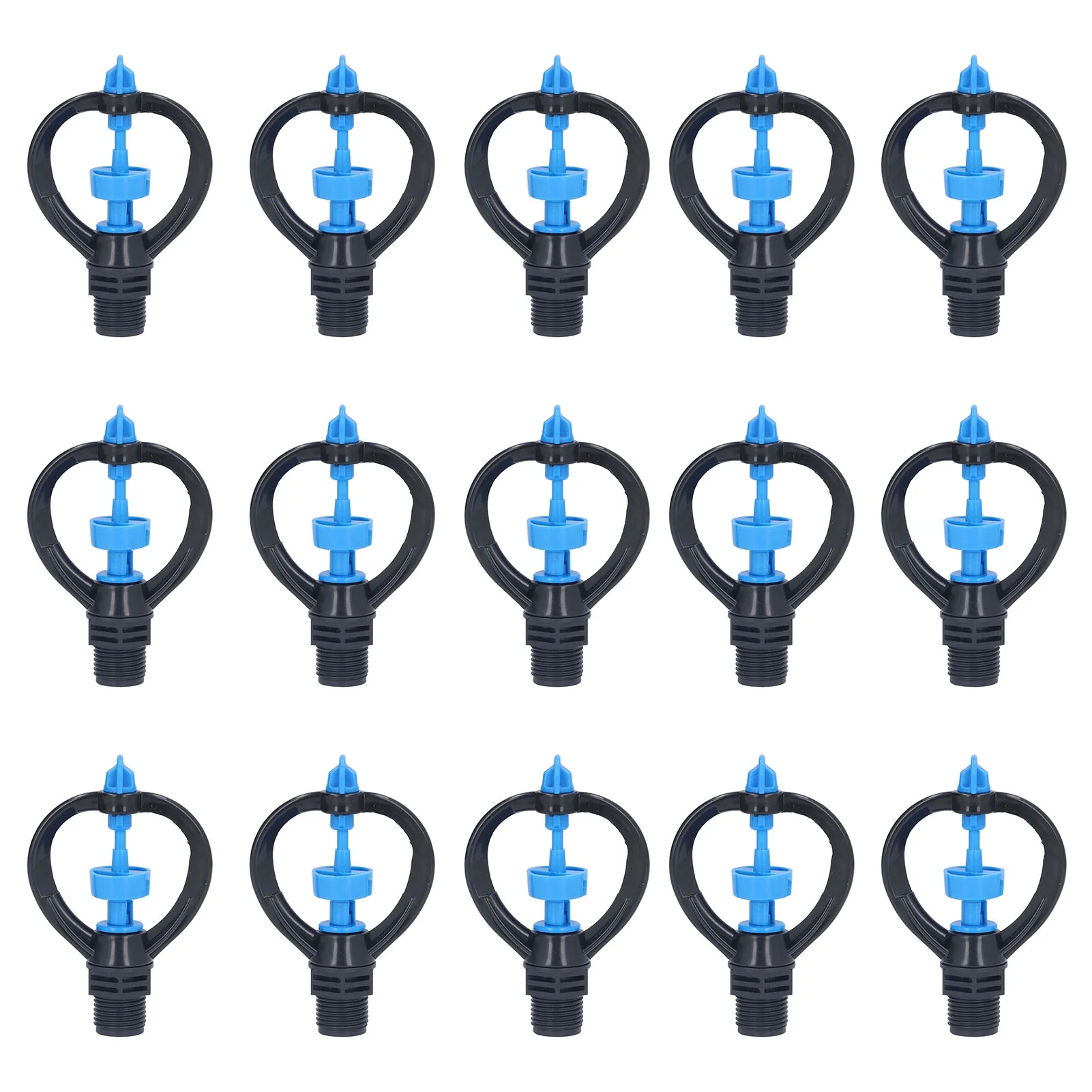 Jadeshay Lawn Sprinkler Nozzle 15Pcs G1/2 External Thread 360° Automatic Rotation Mid Range for Lawn Garden Watering Irrigation(round nozzle)