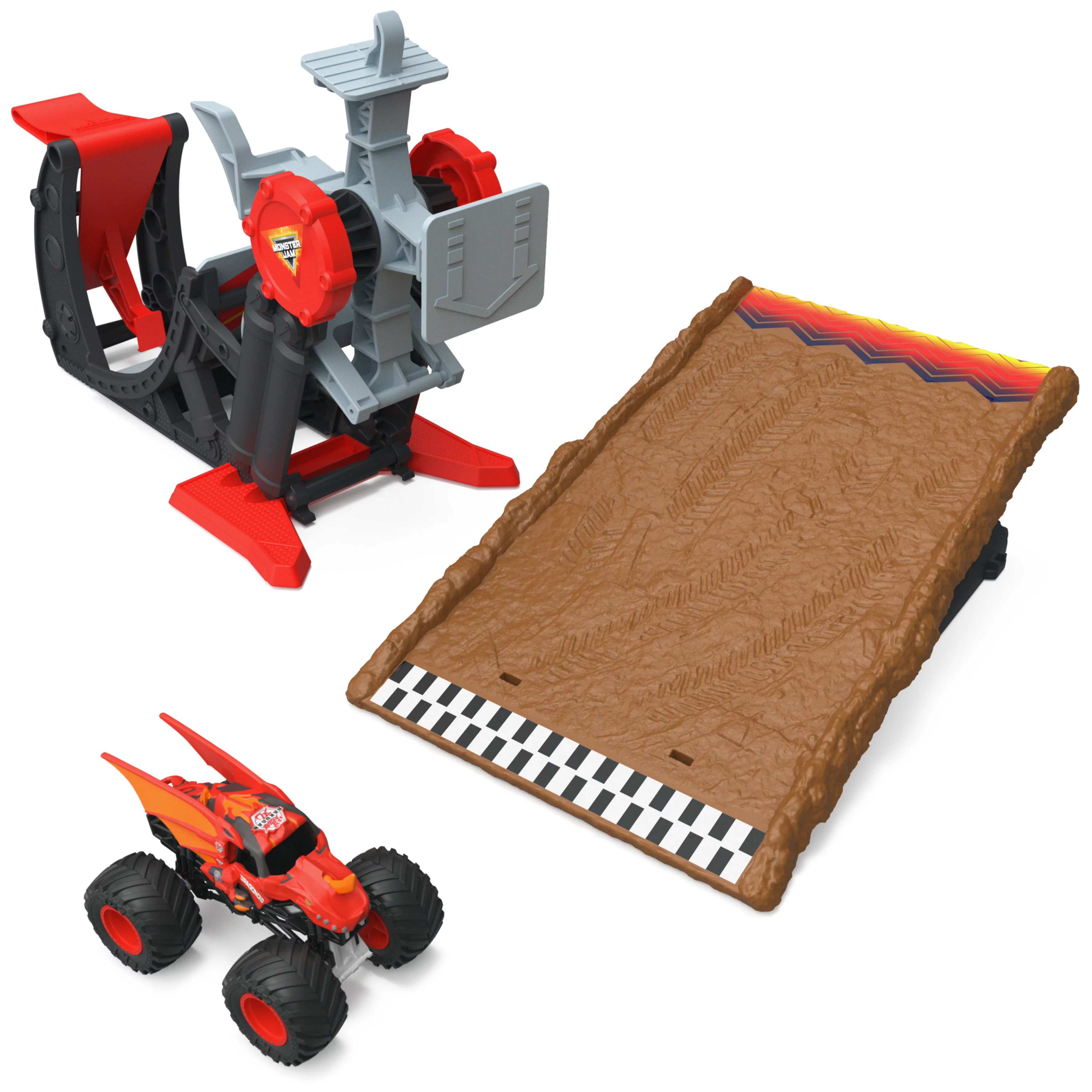 Monster Jam, Official Bakugan Dragonoid Stunt Dial Playset with Exclusive 1:64 Scale Dragonoid Die-Cast Monster Truck