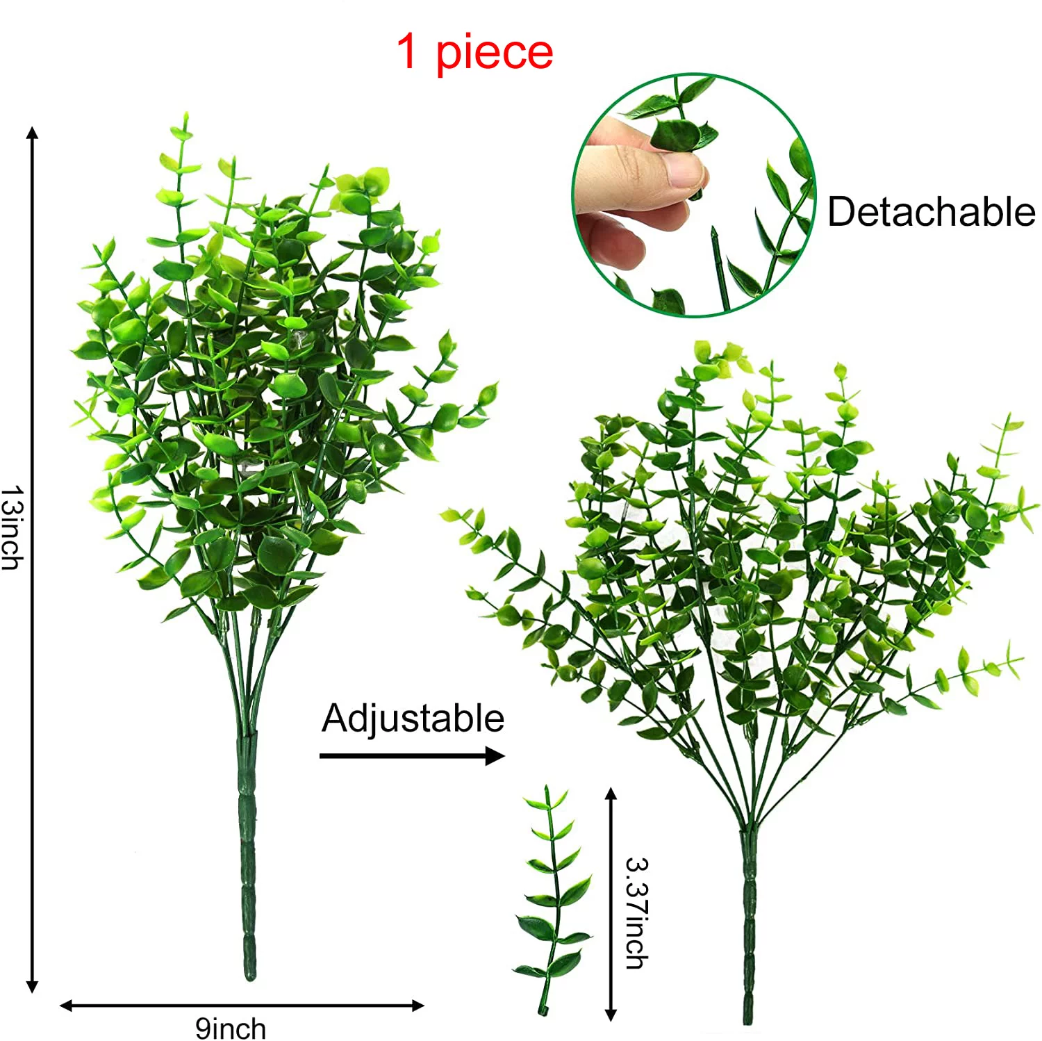 Zukuco 9PCS Artificial Greenery Stems Fake Plants Boxwood Stems Shrubs Faux Plastic Plants Bushes for Home Farmhouse Porch Patio Window Box Garden Decor